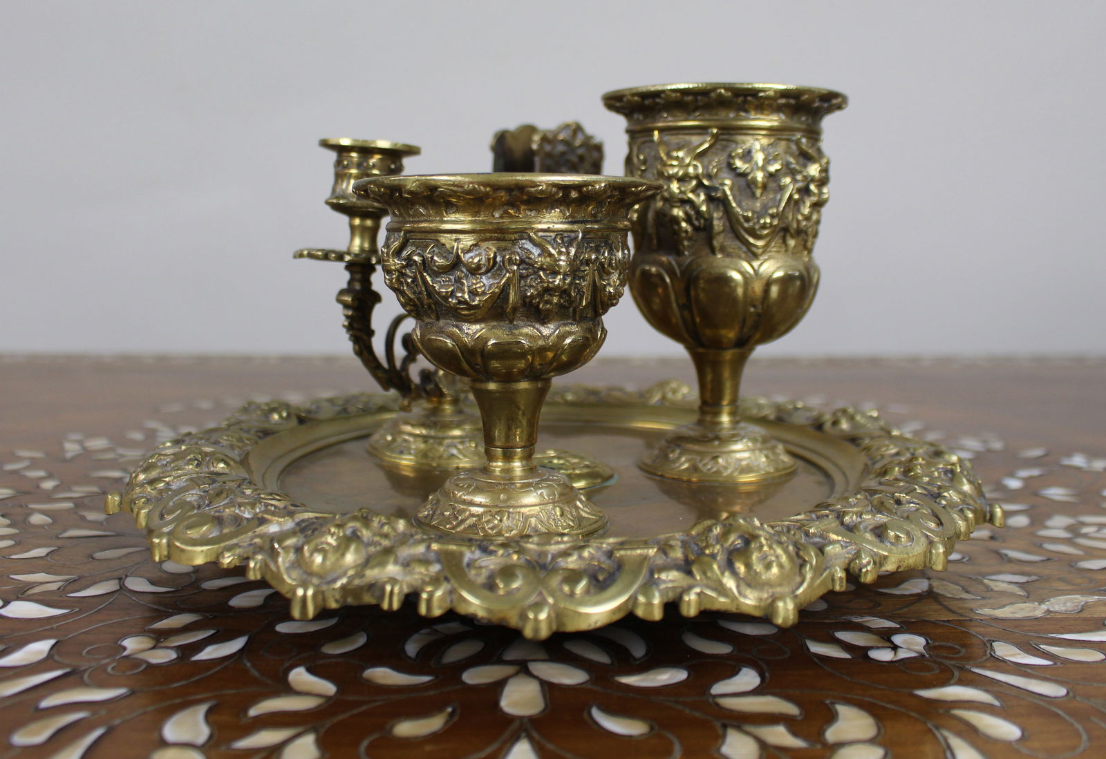 19th c. English Brass Inkwell & Writing Desk Set c.1880 (1 of 14)