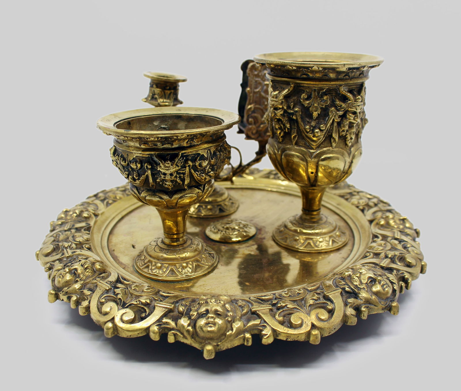 19th c. English Brass Inkwell & Writing Desk Set c.1880 - 5