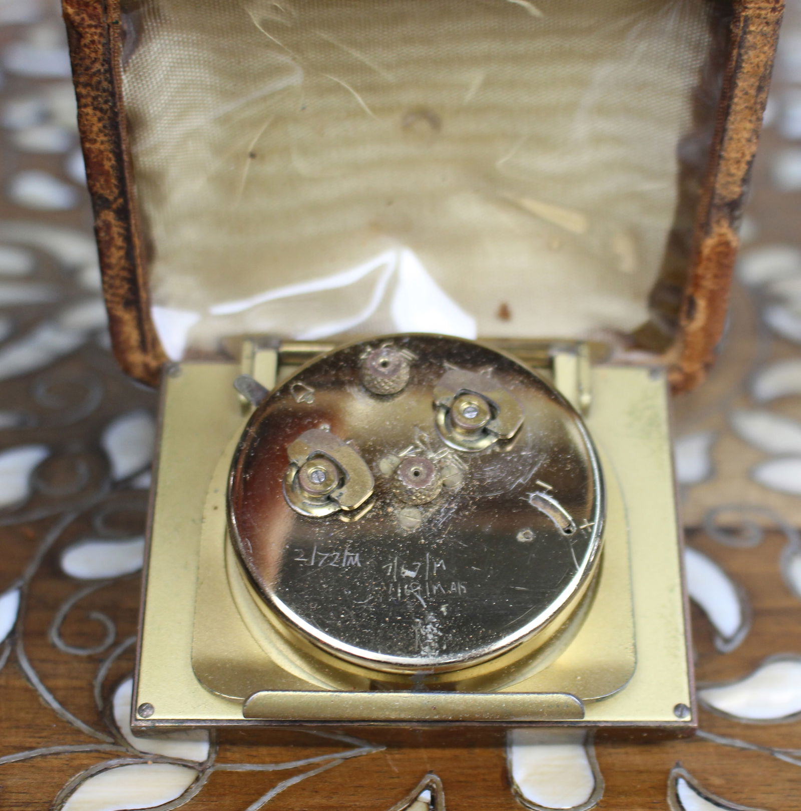 Mid 20th c. West German Folding Travel Alarm Clock, 7 Jewels - 4