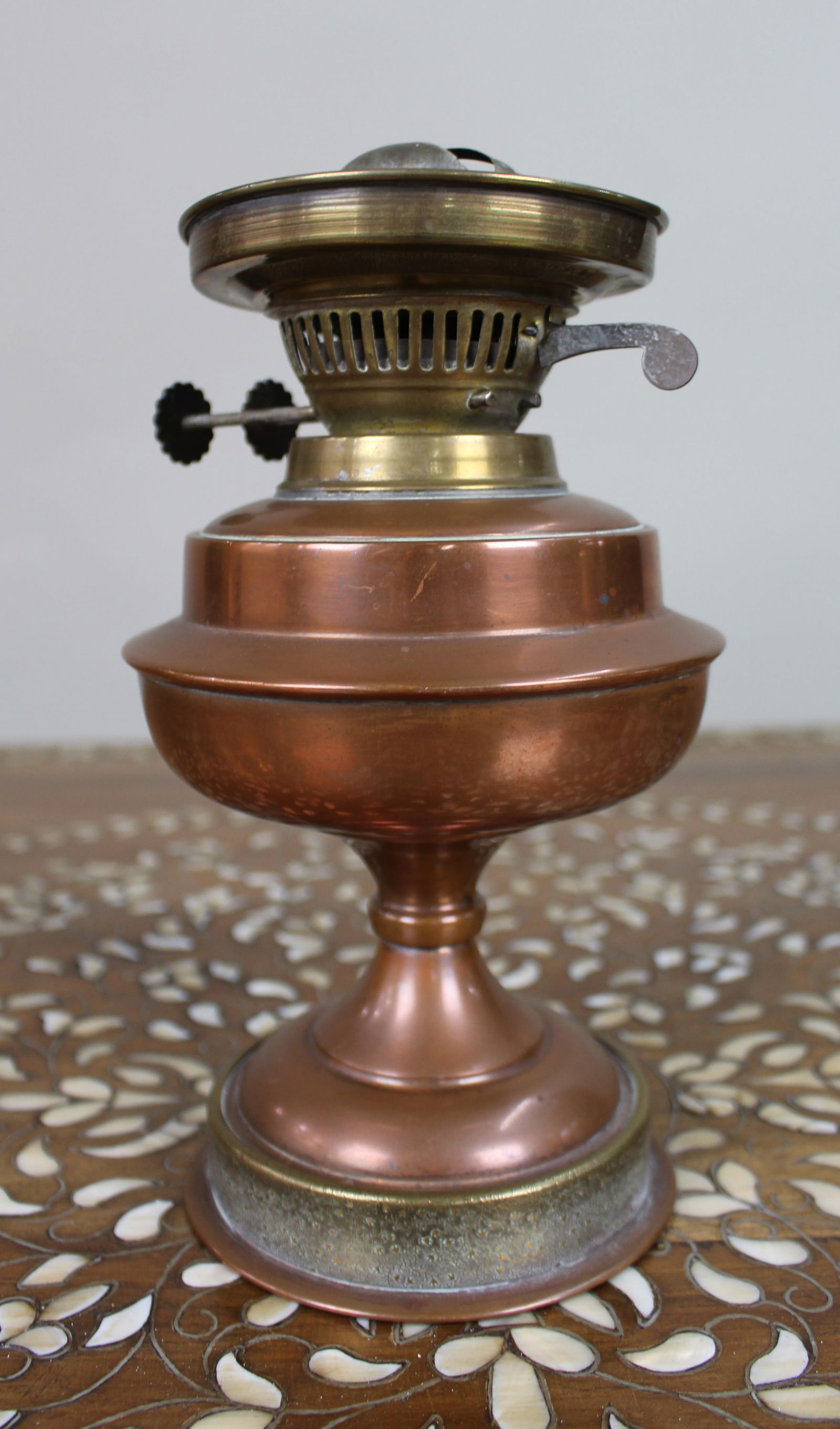 Antique Copper & Brass Oil Lamp - 4