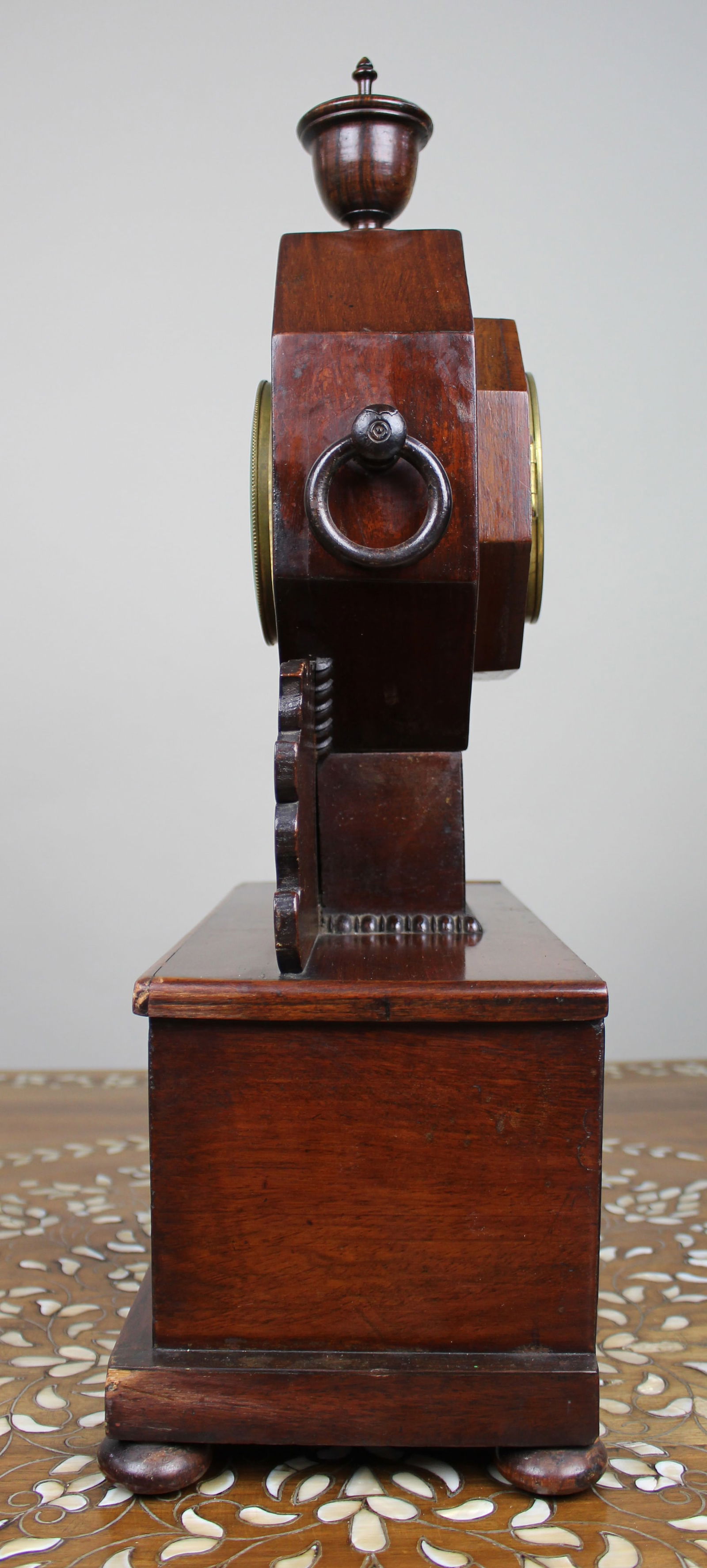 Antique 19th-Century Brass Inlaid Mantel Clock - 8