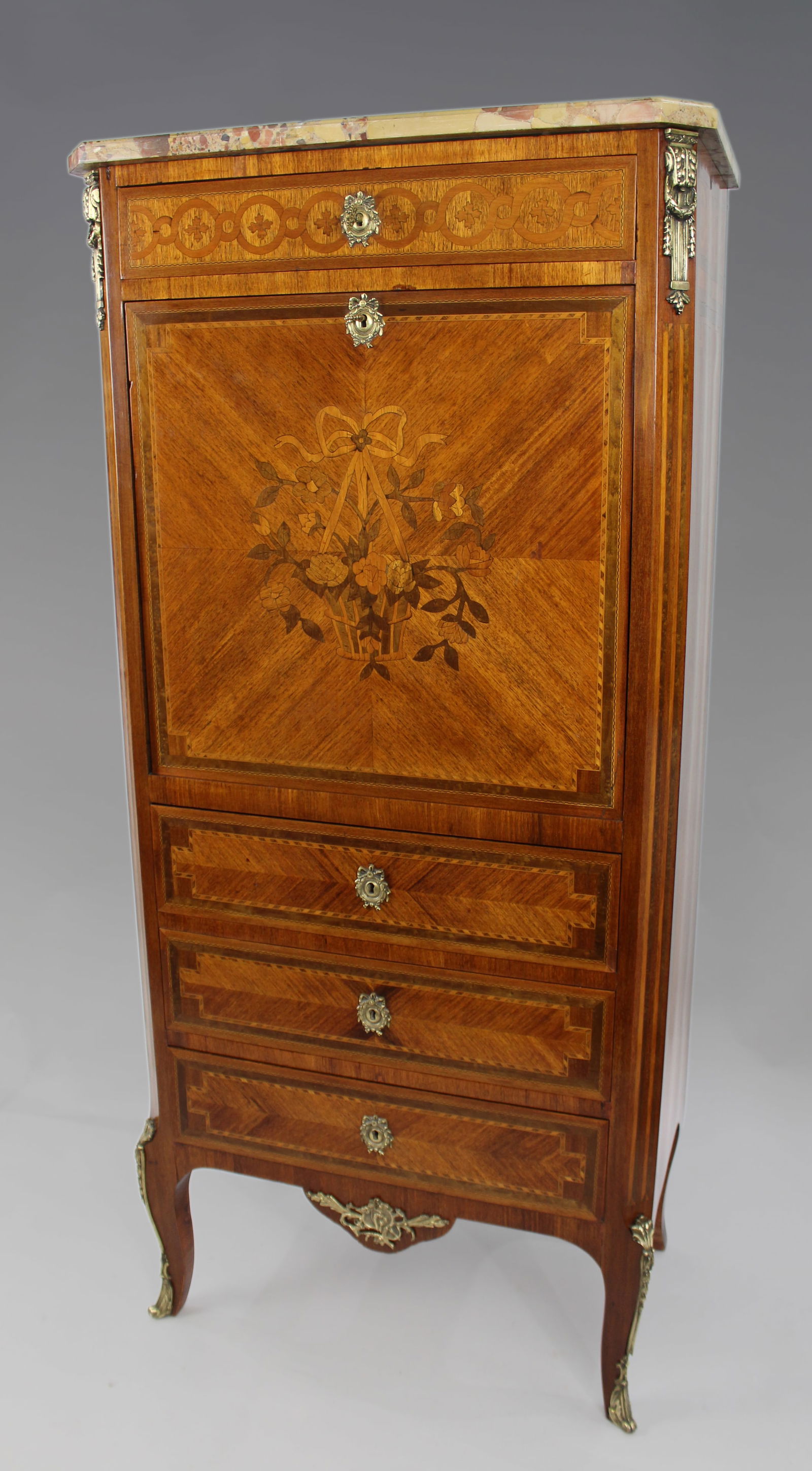 Fine Antique French Marquetry Escritoire c.1880 - 3