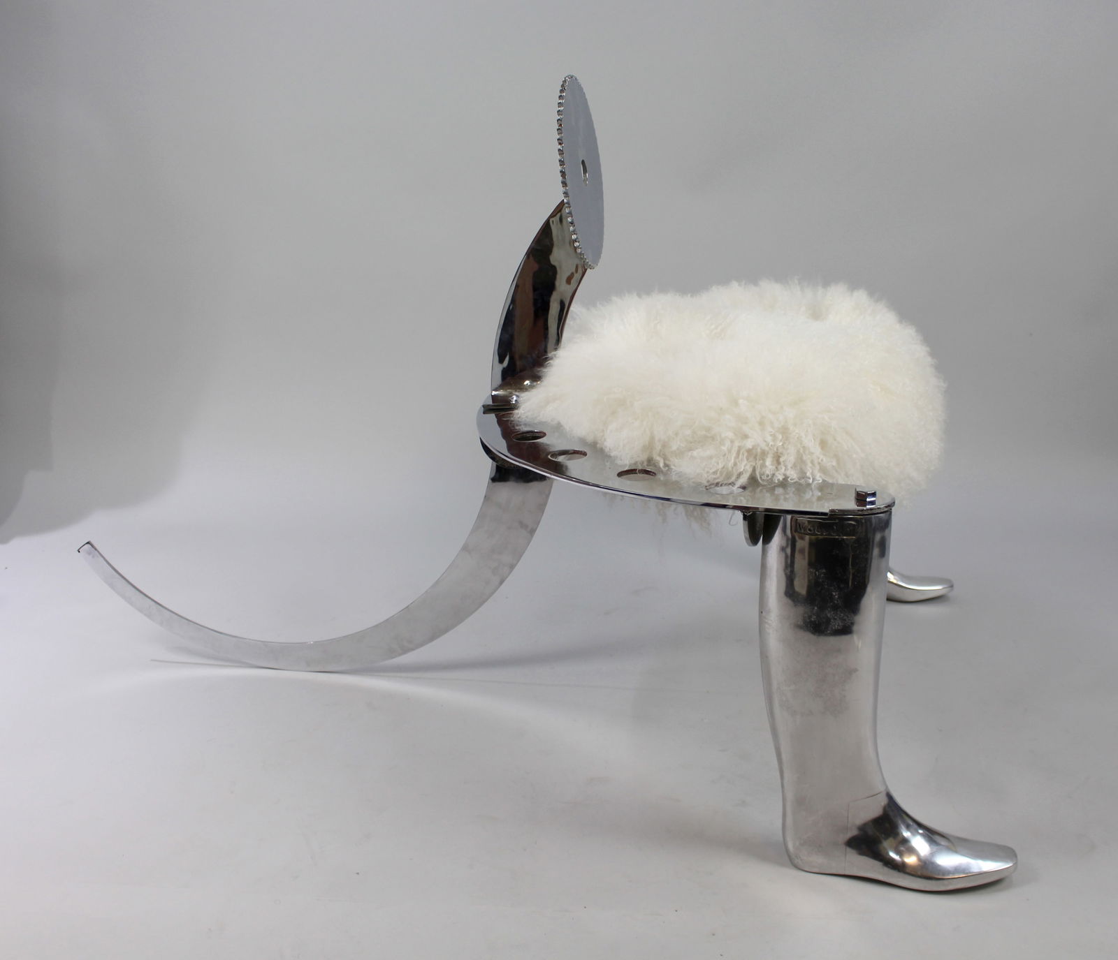 Designer Chromed Antique Shoemakers Chair - 2