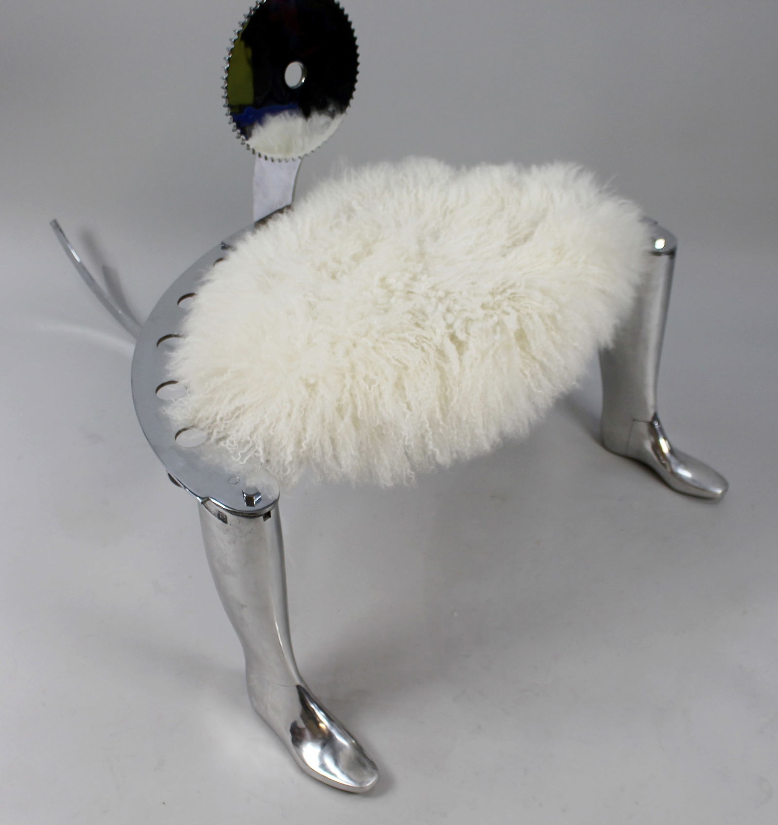 Designer Chromed Antique Shoemakers Chair - 5