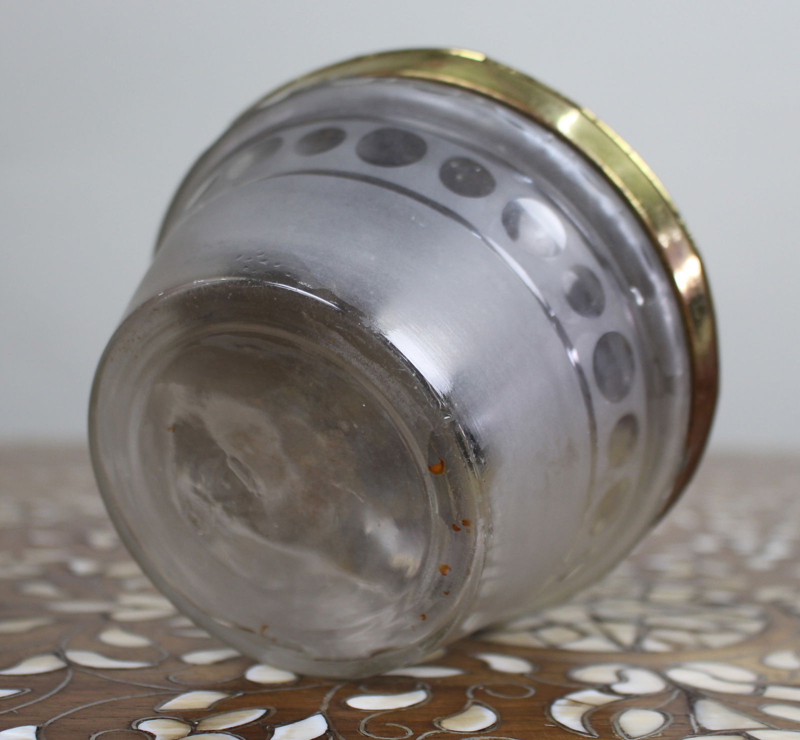 Victorian Frosted Glass and Brass Oil Lamp Font c.1900 - 5