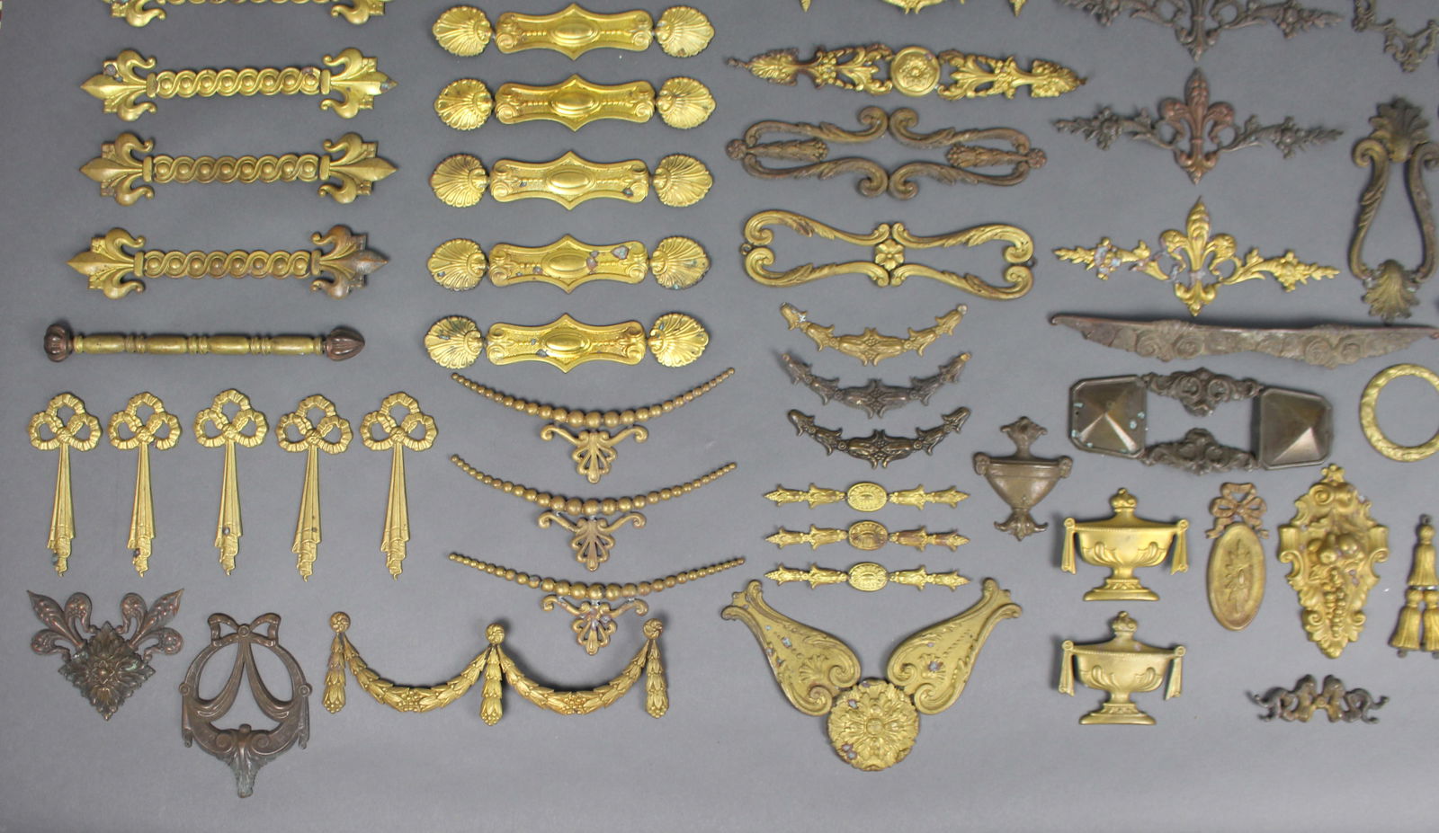 Large Collection of Vintage Brass Furniture Mounts & Decorative Appliqués - 3
