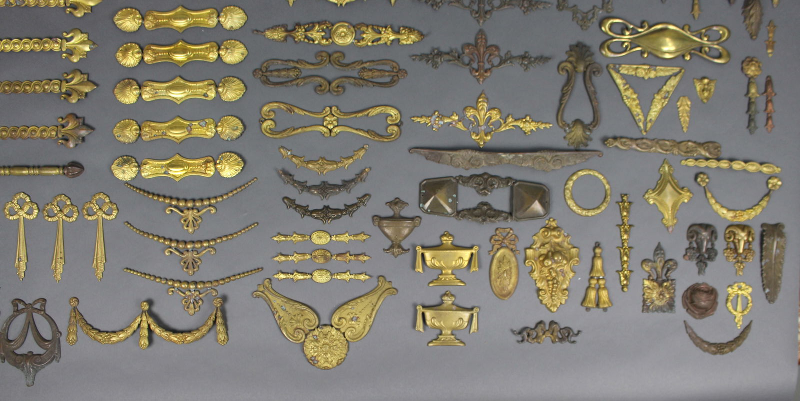 Large Collection of Vintage Brass Furniture Mounts & Decorative Appliqués - 5