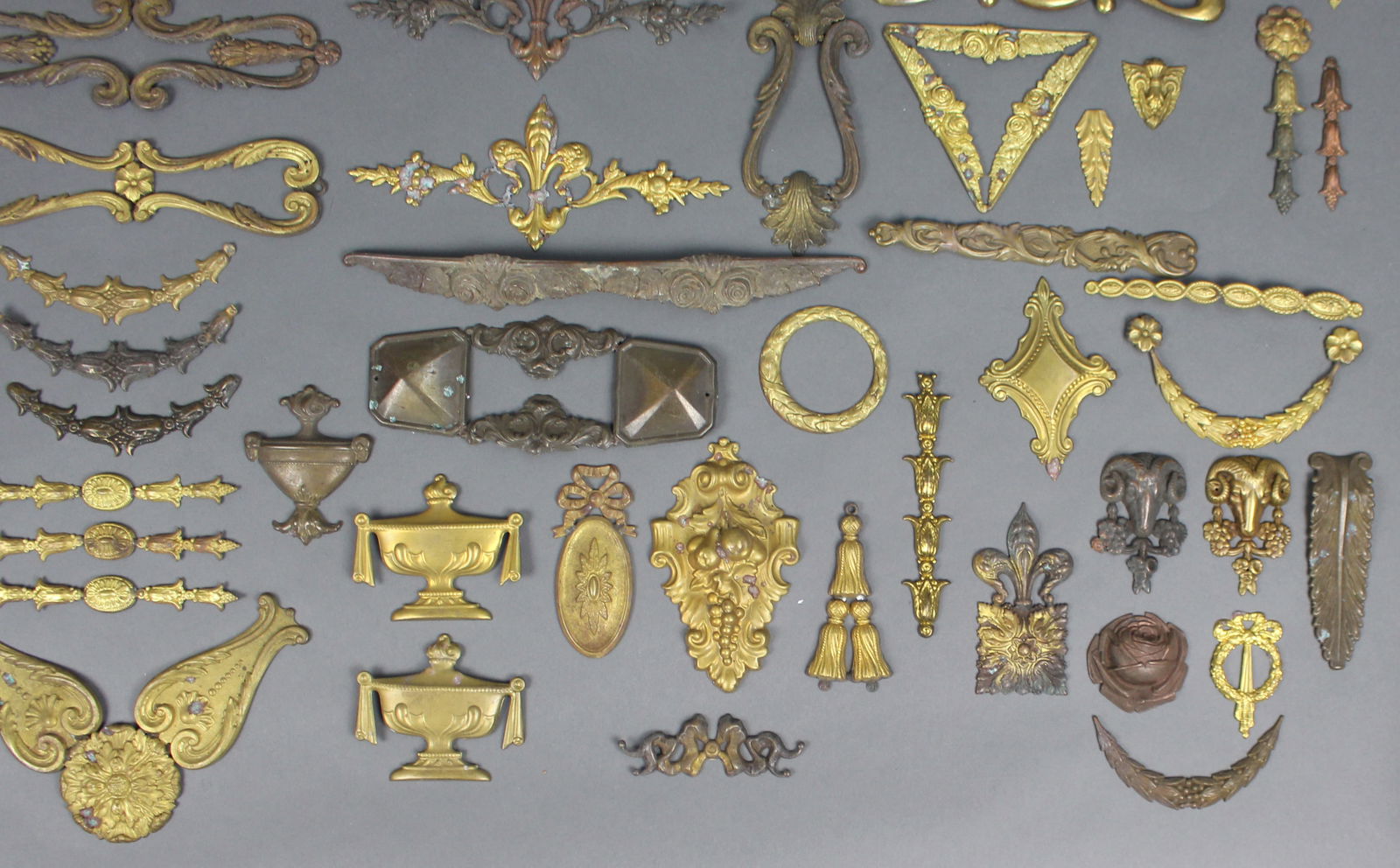 Large Collection of Vintage Brass Furniture Mounts & Decorative Appliqués - 6