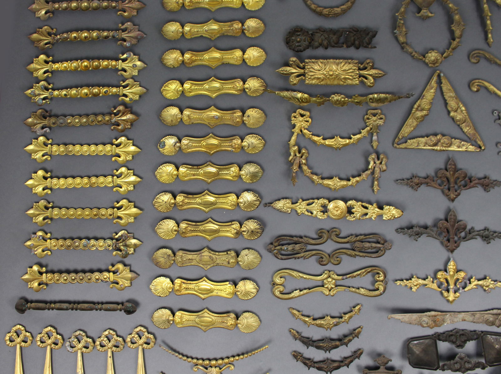 Large Collection of Vintage Brass Furniture Mounts & Decorative Appliqués - 8