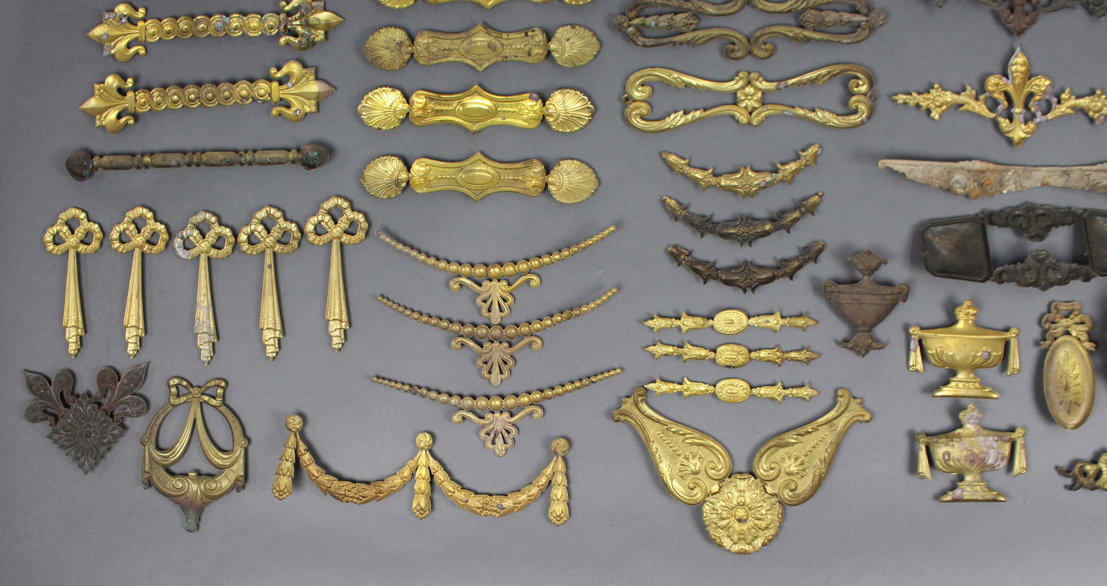 Large Collection of Vintage Brass Furniture Mounts & Decorative Appliqués - 9