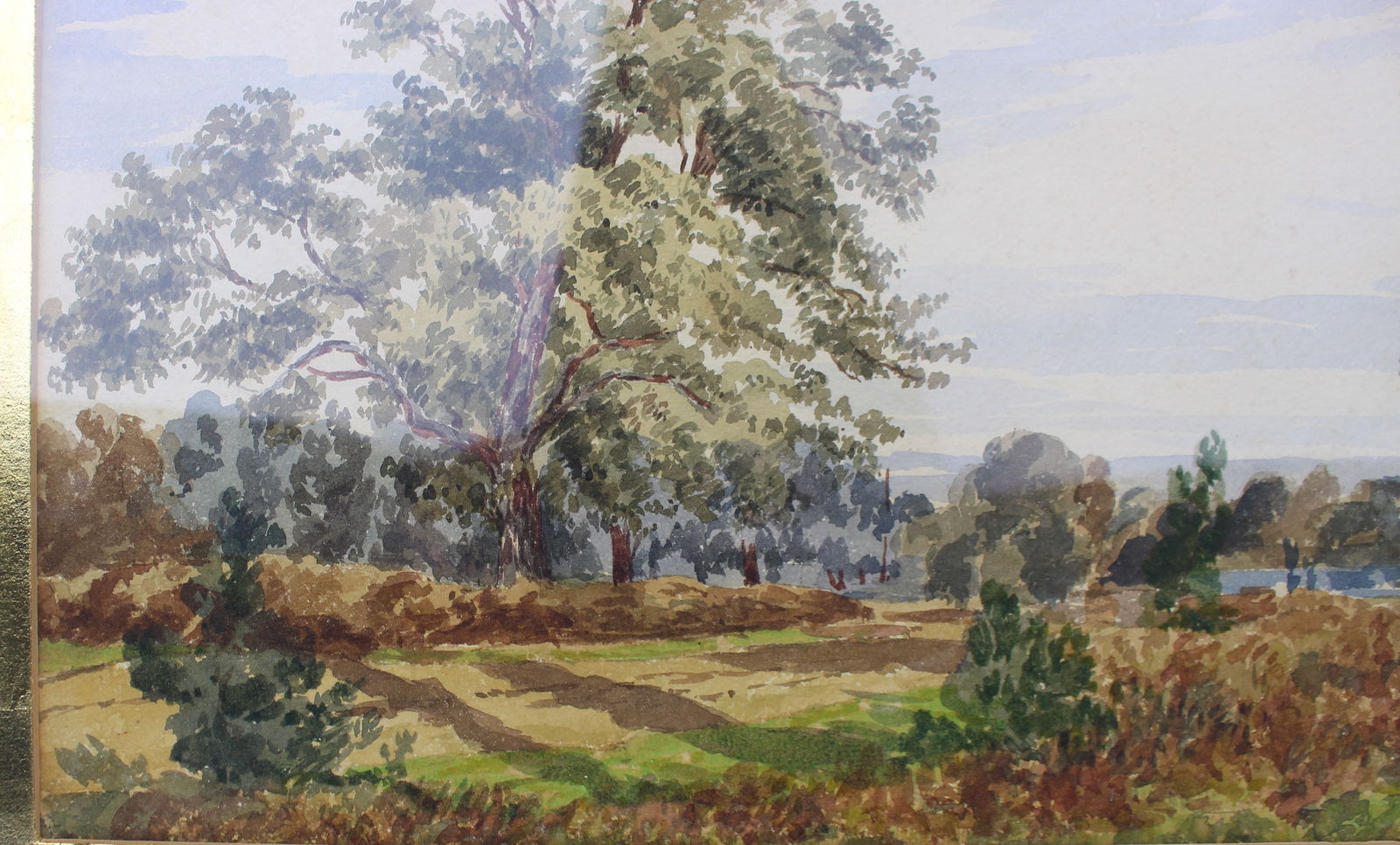 Edwardian Watercolour Landscape in Gilt Mount and Ebonised Frame - 3