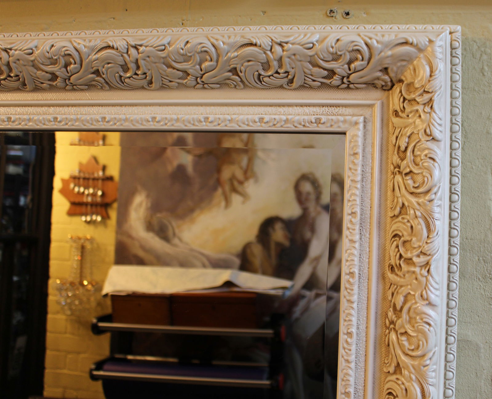 Decorative French Cream Bevelled Mirror 80 x 110 cm - 4