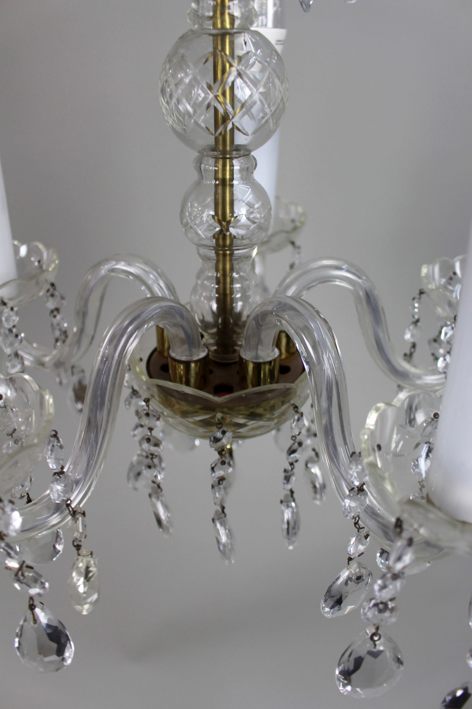 Mid-20th Century French Style 5-Arm Cut Glass and Crystal Chandelier - 8