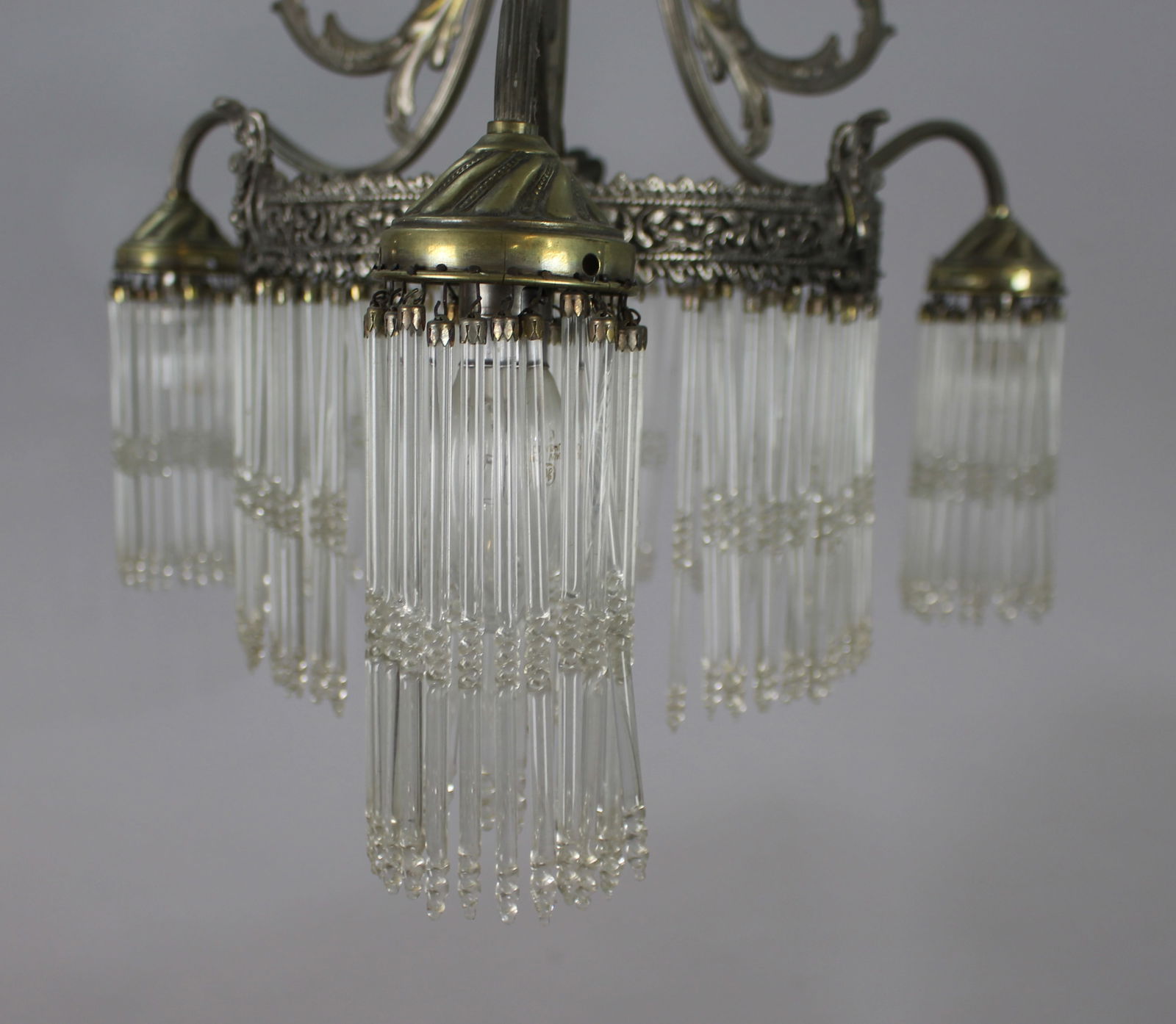 French Silver Metal & Crystal Chandelier - 3