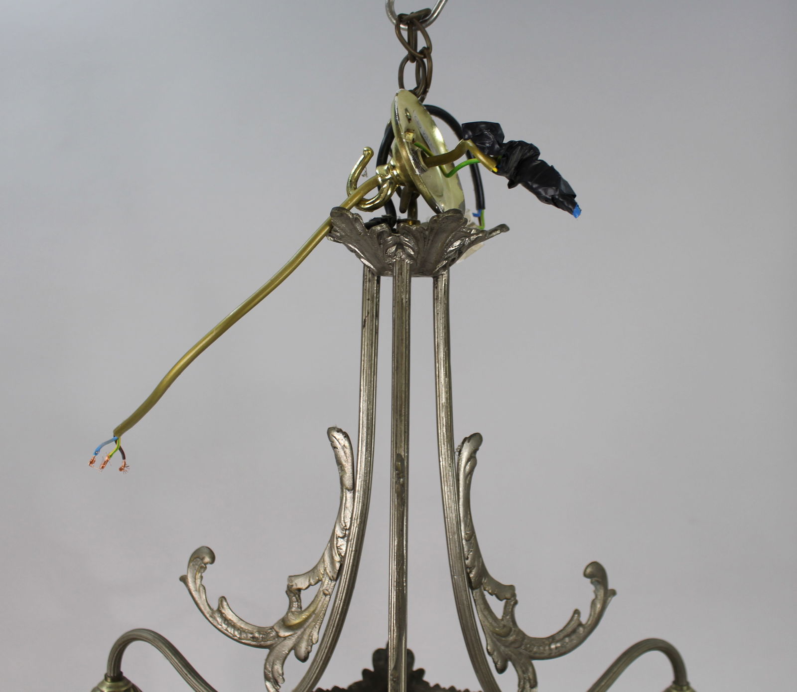 French Silver Metal & Crystal Chandelier - 5