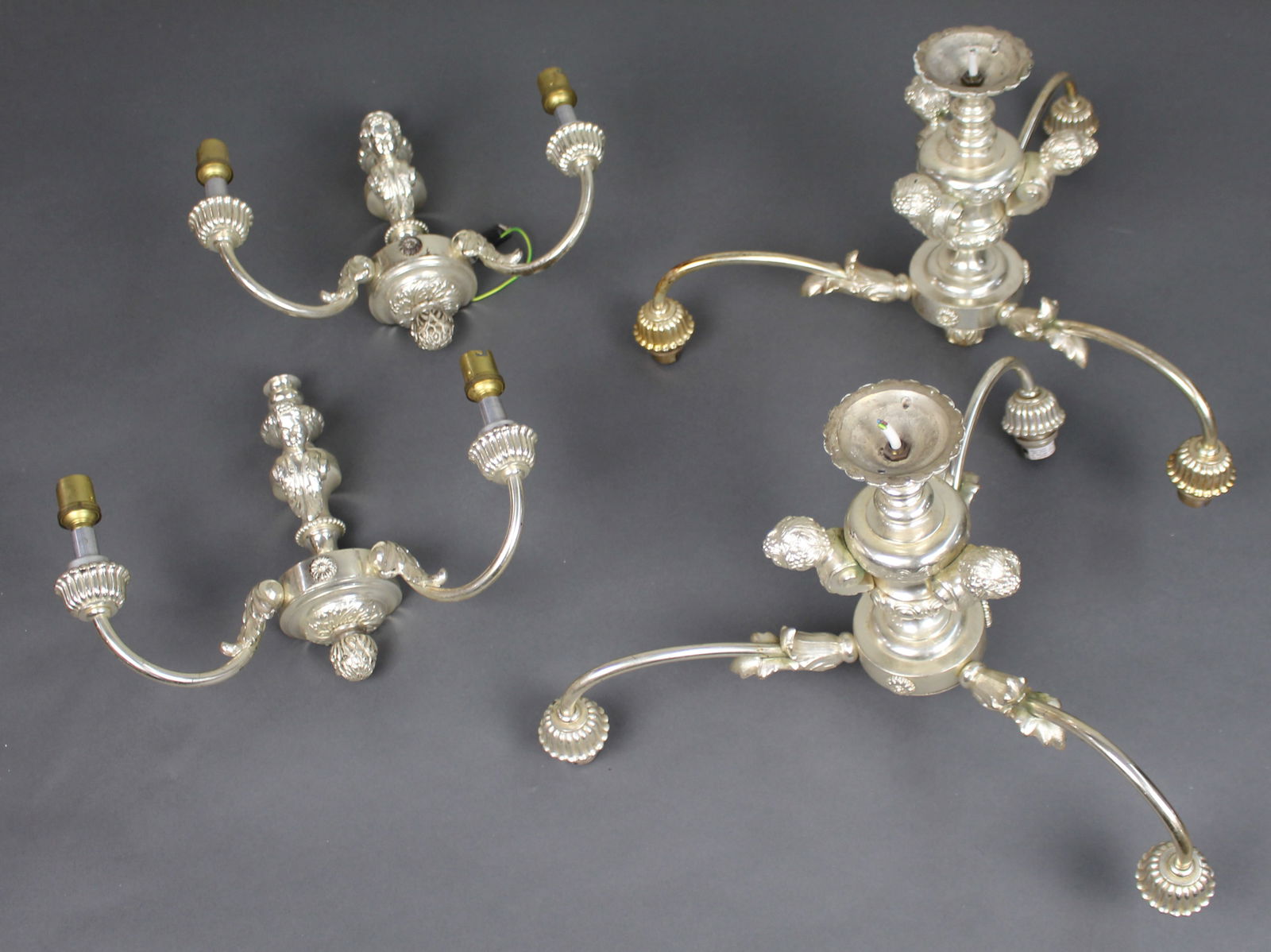Vintage Silvered Cherub Chandeliers & Wall Lights - 2