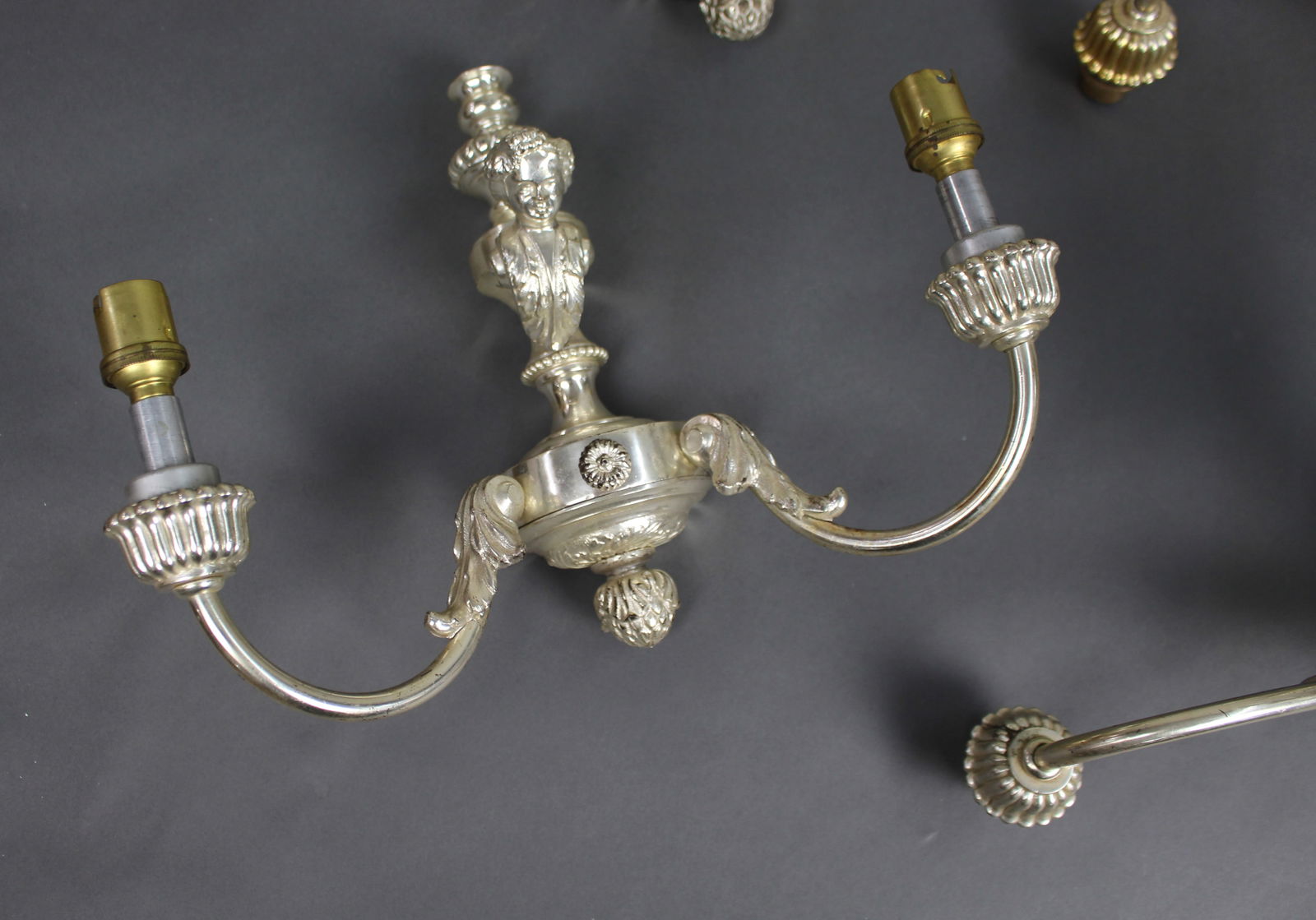 Vintage Silvered Cherub Chandeliers & Wall Lights - 3