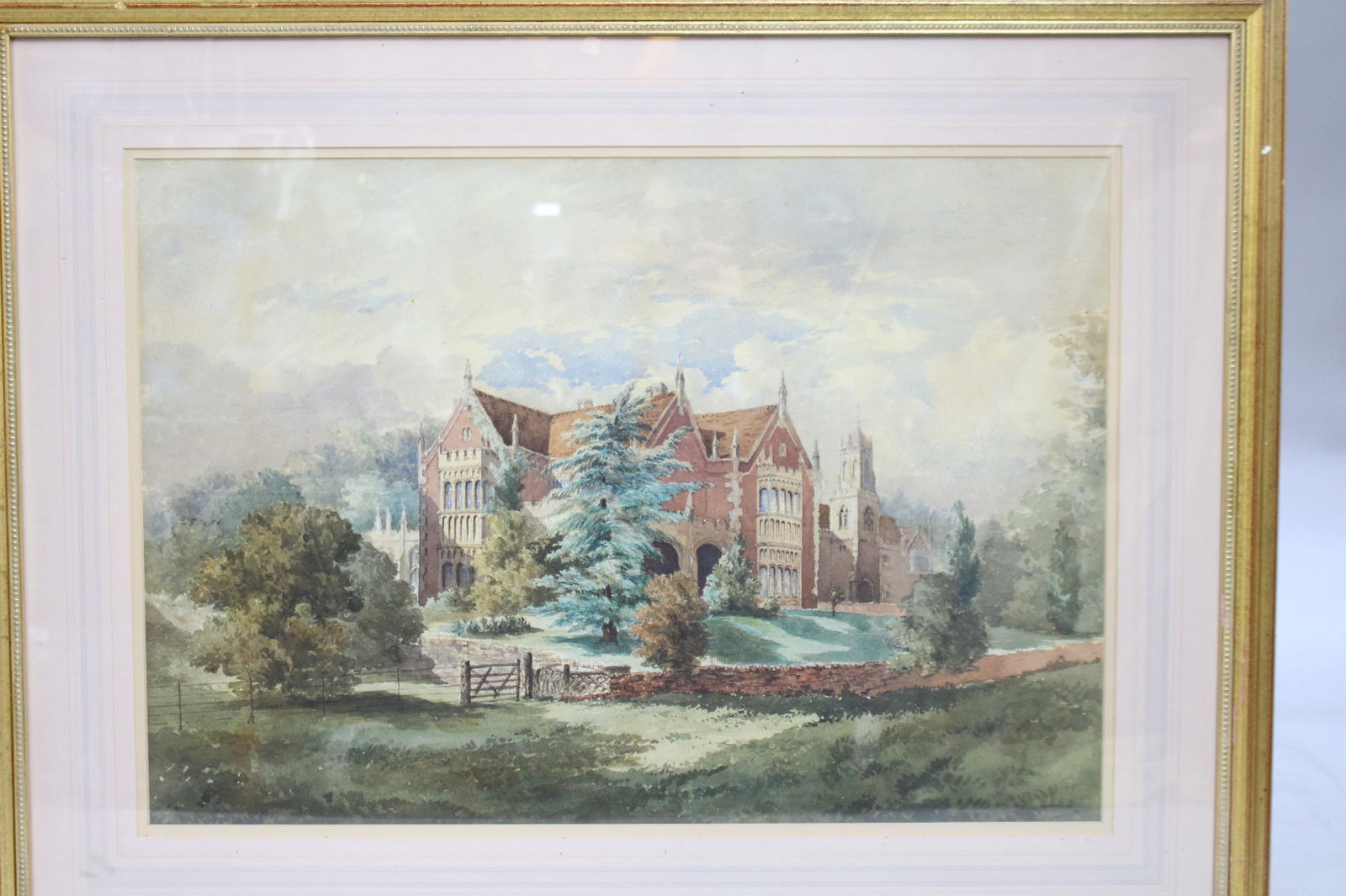 Early 20th c. Watercolour of English Stately Home - 2