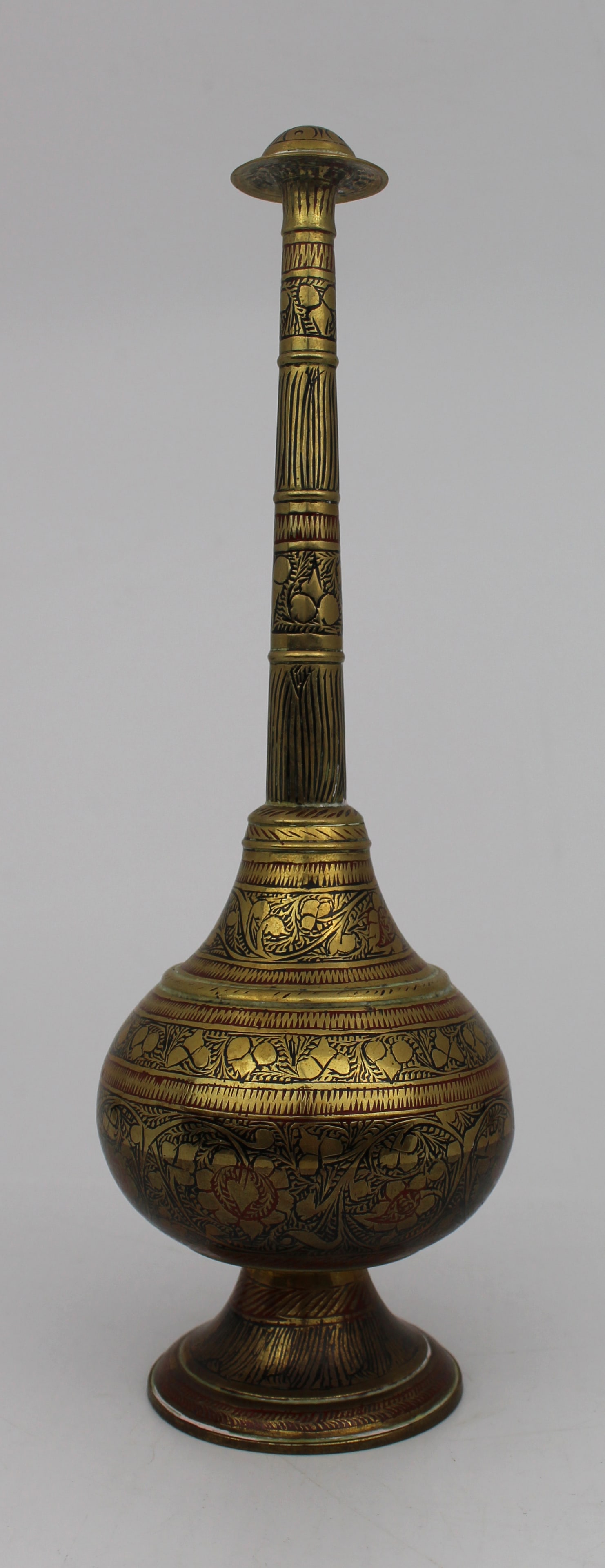 Vintage Indian Engraved Brass Surahi-Style Decorative Vessel (1 of 4)