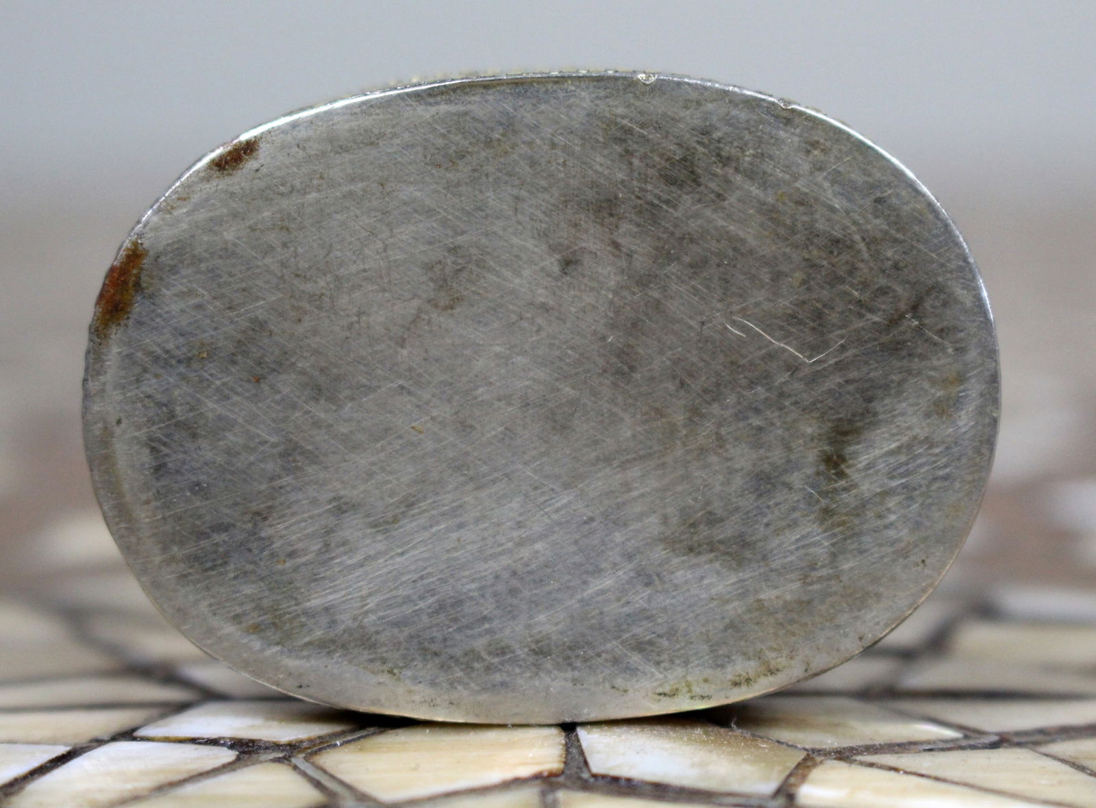 Antique Lapis Islamic Metal Kohl Snuff Box - 6