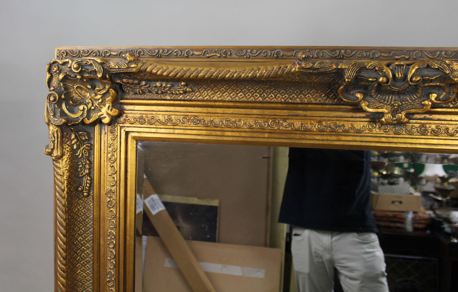 Large Ornate Gilt Bevelled Mirror 4 x 5 ft - 4