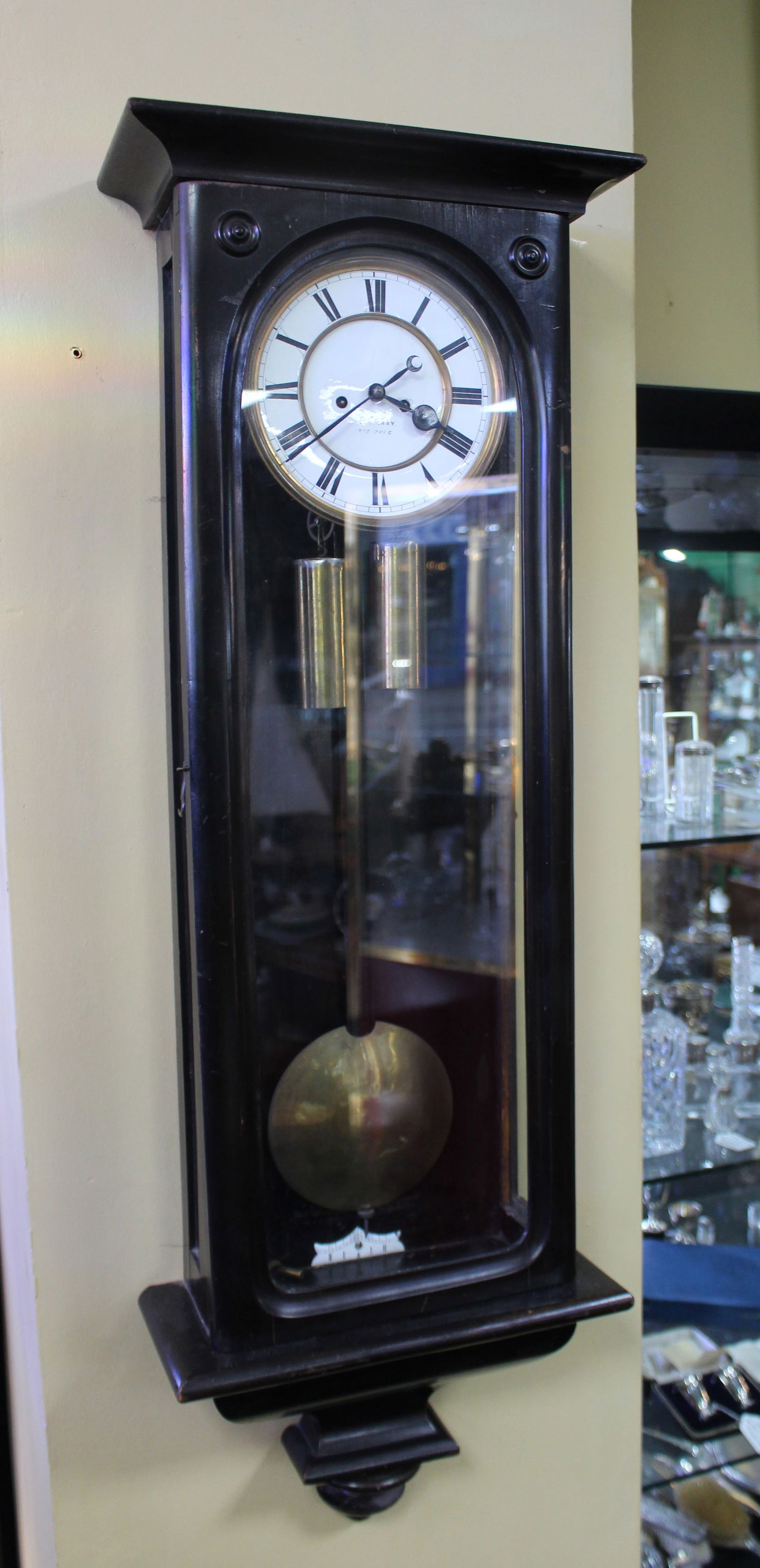 Late 19th c. Ebonized Vienna Wall Clock - 2