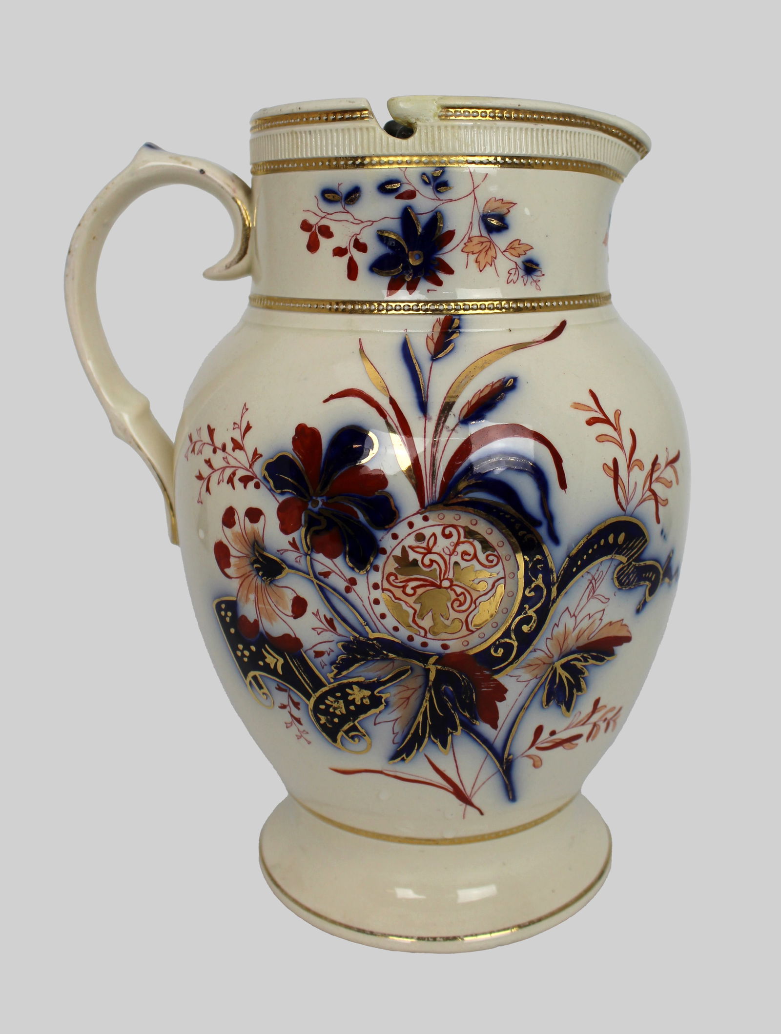 Victorian E. M. & Co. Jug with Pewter Lid: Title: Victorian E. M. & Co. Jug with Pewter Lid Description: Victorian E. M. & Co. Jug with Pewter Lid A decorative 19th-century earthenware jug by Edge, Malkin & Co. (E.M