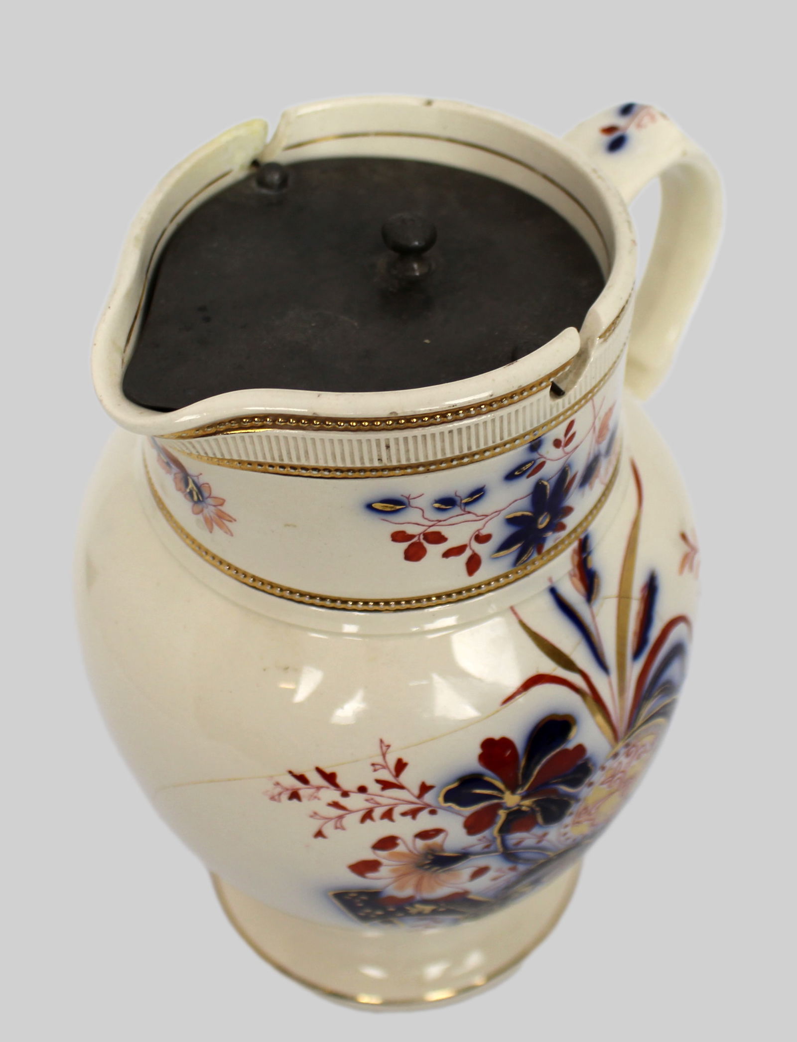 Victorian E. M. & Co. Jug with Pewter Lid - 5