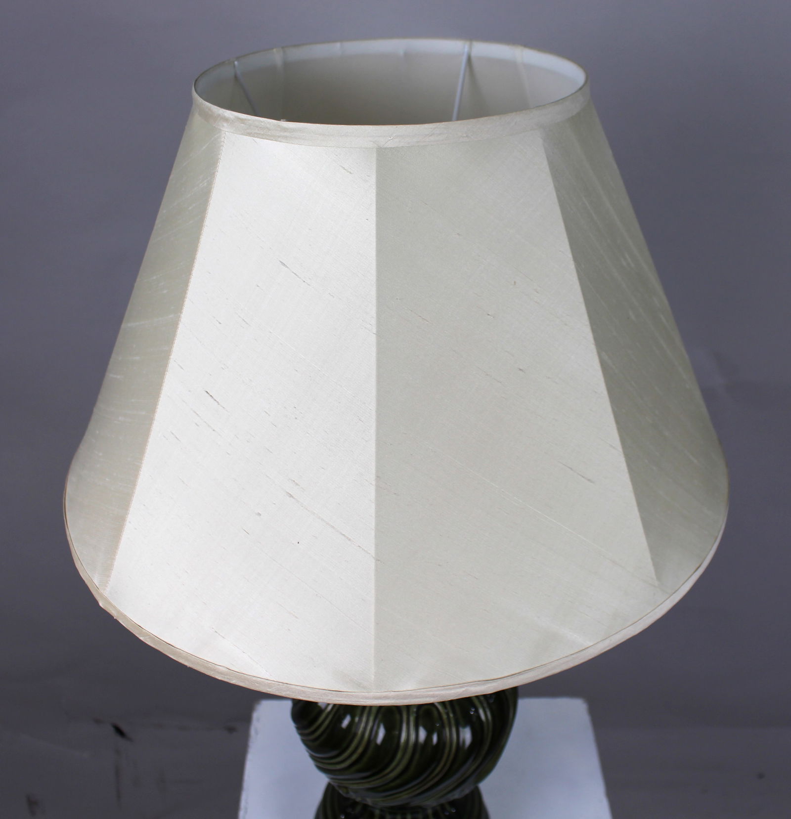 Large Royal Doulton Green Glazed Table Lamp with Shade - 8