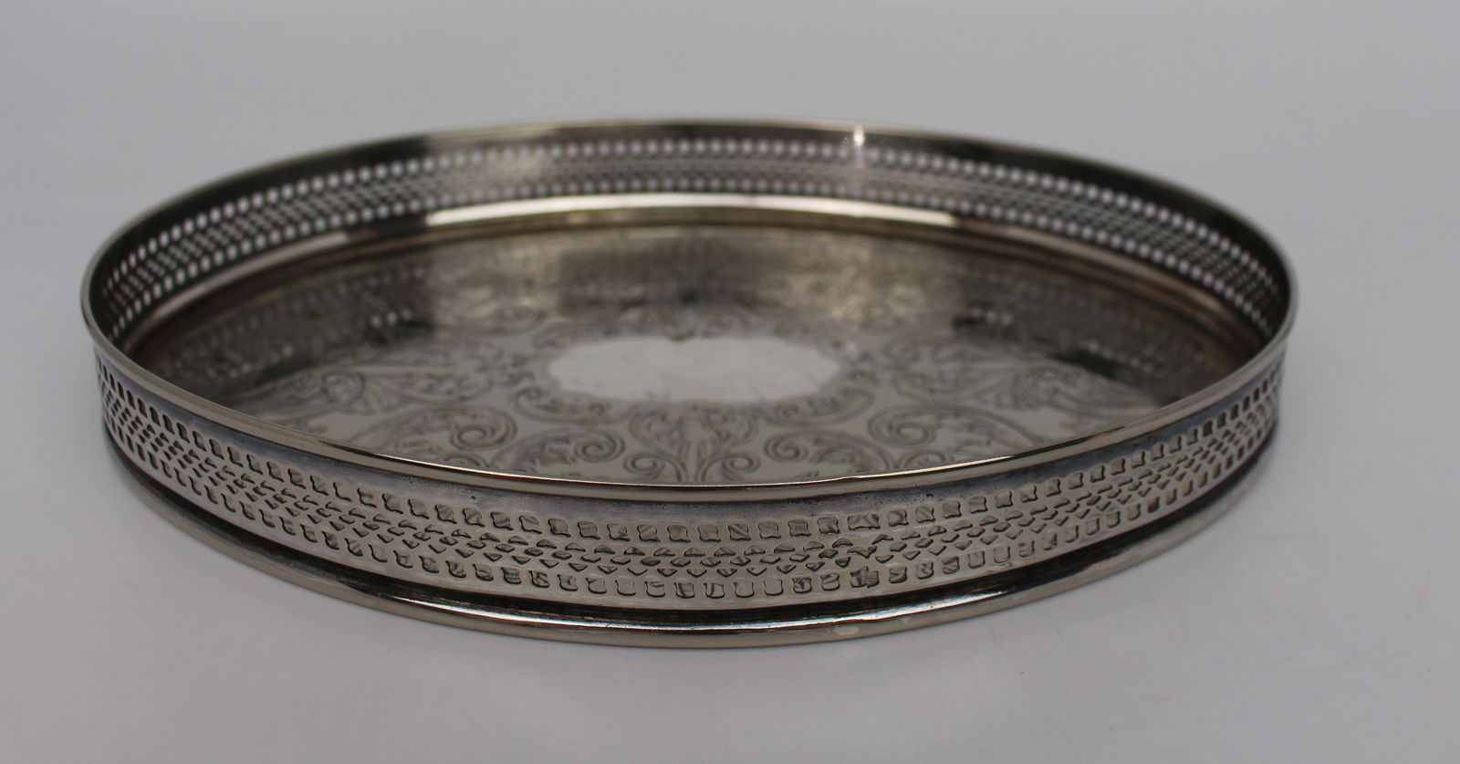 Small Silver Plated Cavalier Galleried Tray - 2