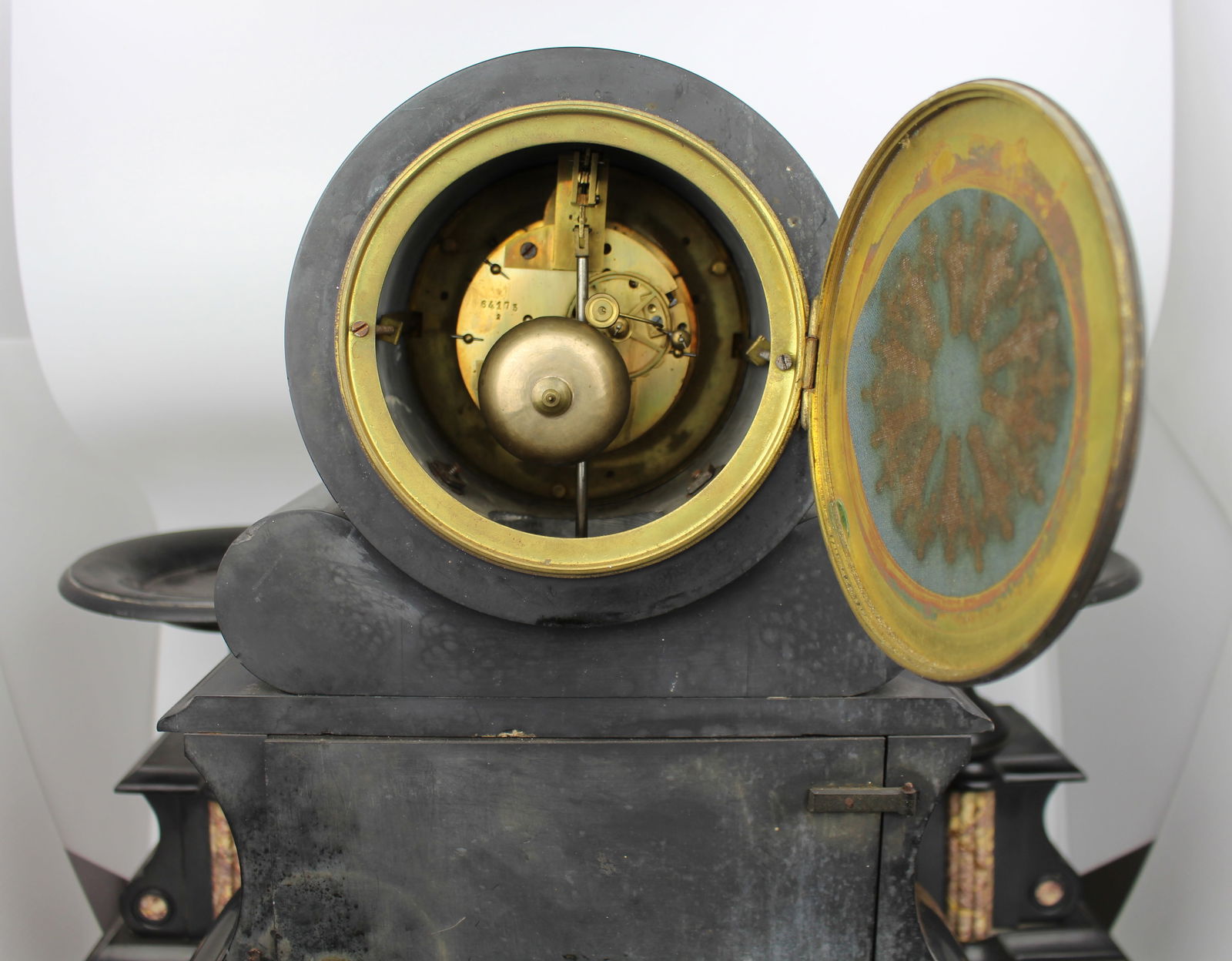 Mid-19th Century French Japy Frères Black Marble Clock Garniture Set - 10