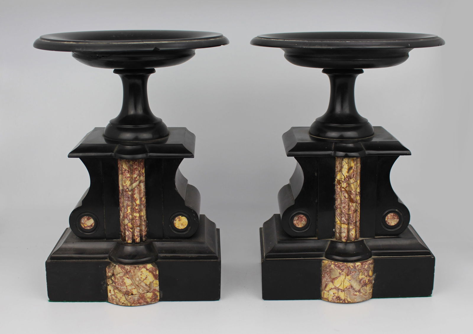 Mid-19th Century French Japy Frères Black Marble Clock Garniture Set - 11