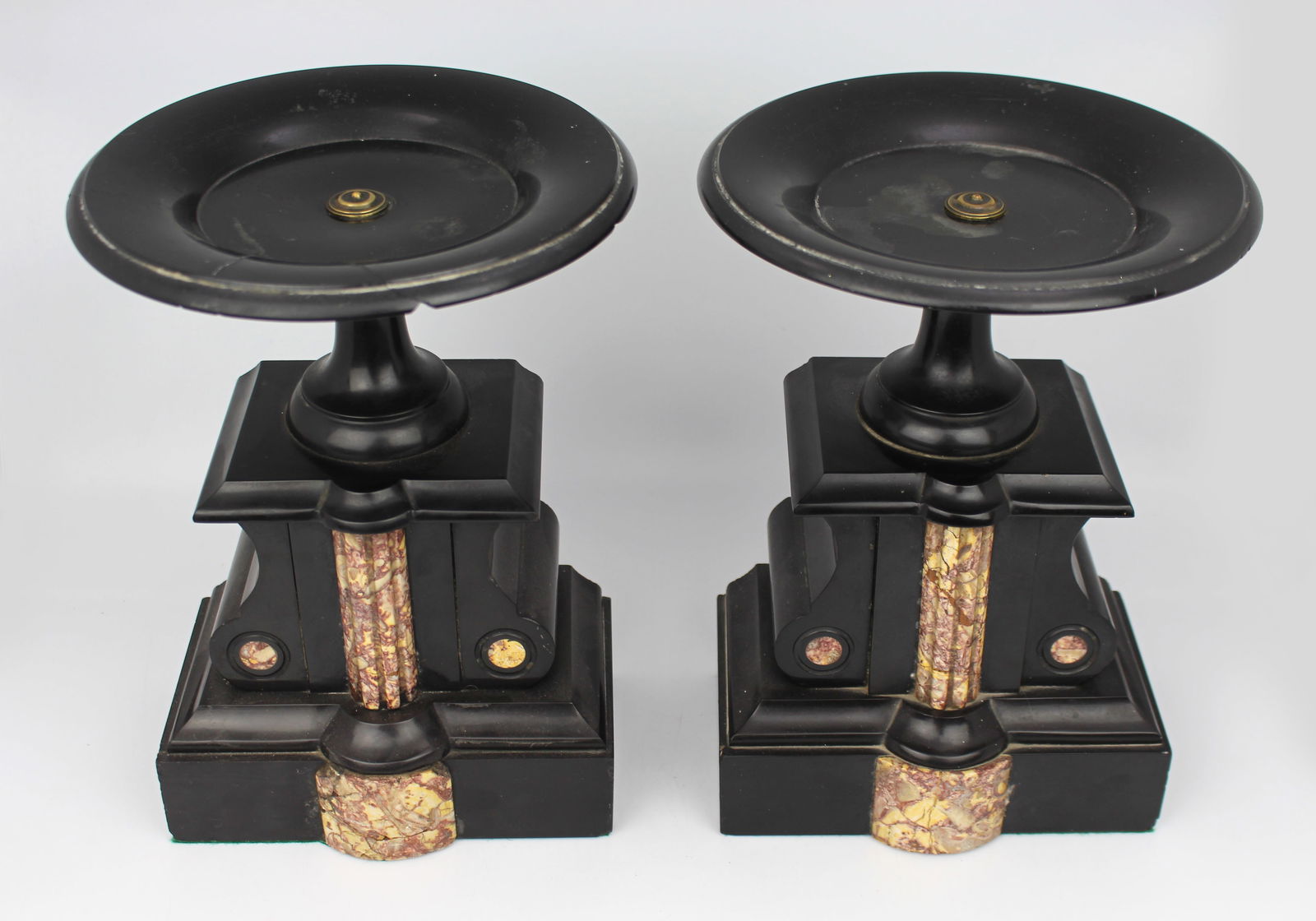 Mid-19th Century French Japy Frères Black Marble Clock Garniture Set - 12