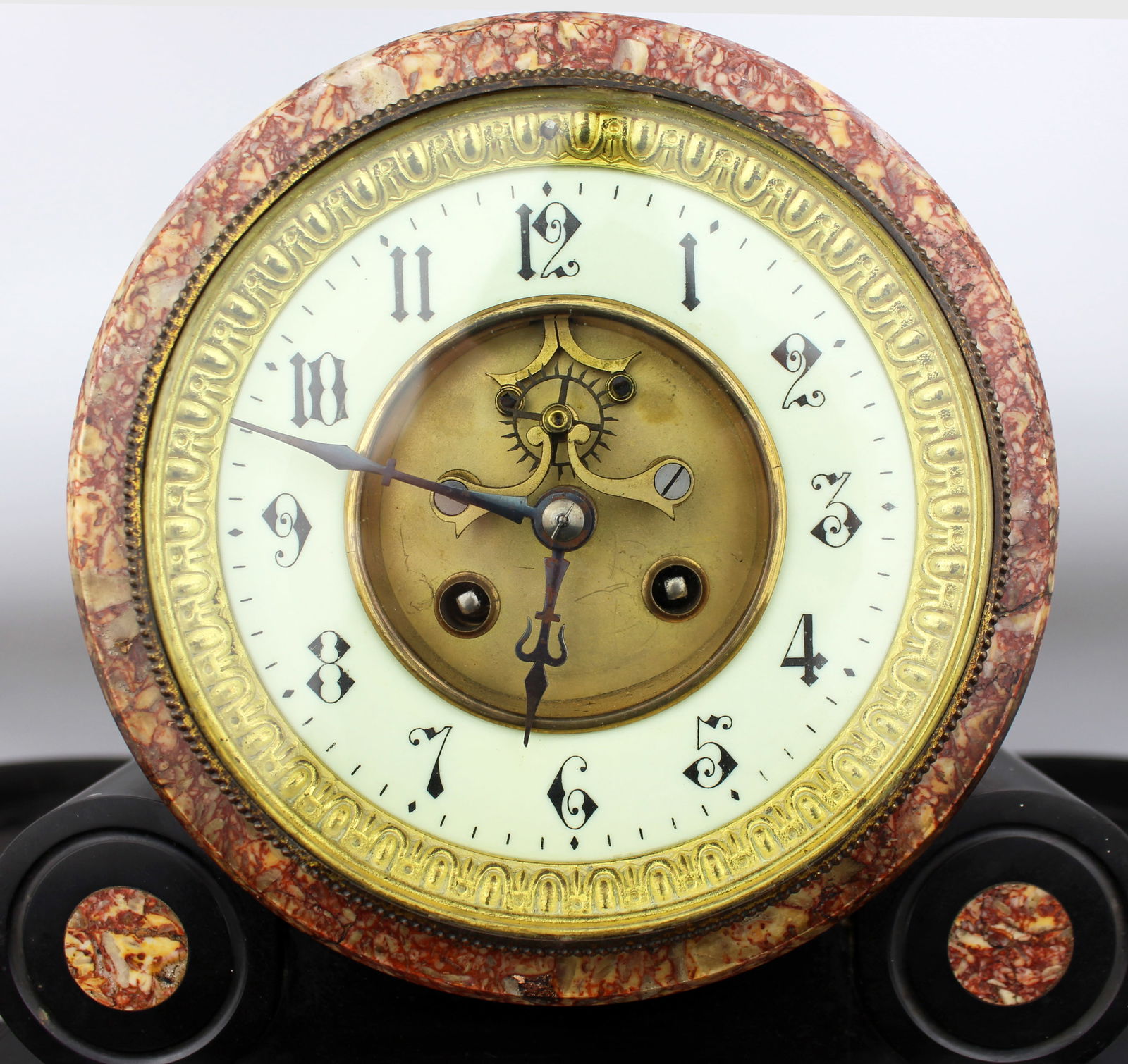 Mid-19th Century French Japy Frères Black Marble Clock Garniture Set - 5