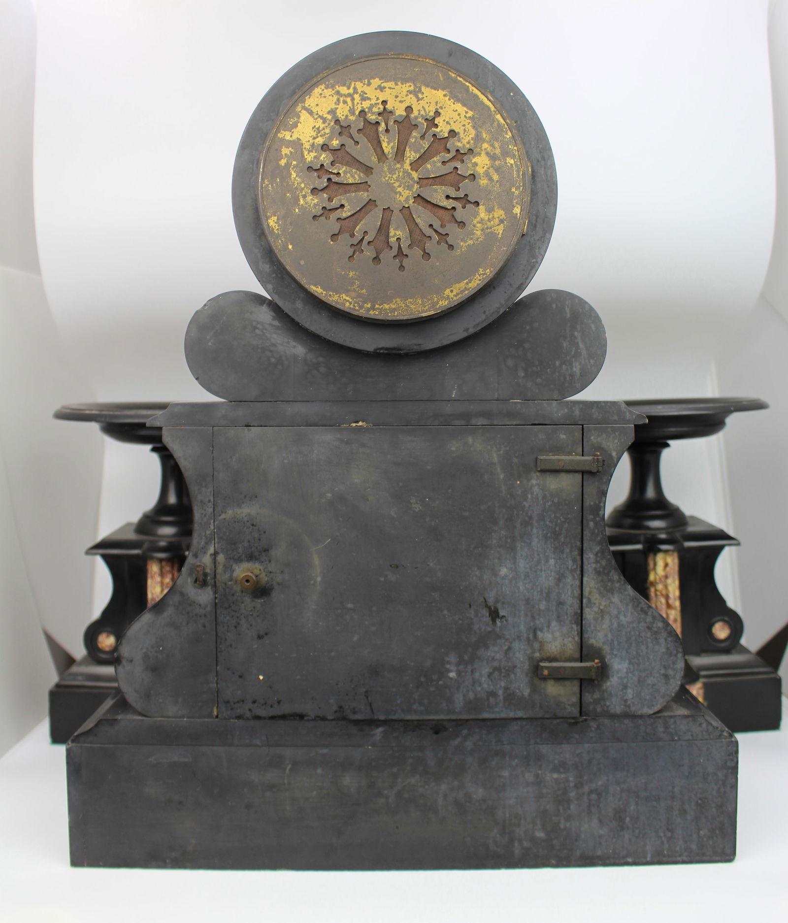 Mid-19th Century French Japy Frères Black Marble Clock Garniture Set - 6