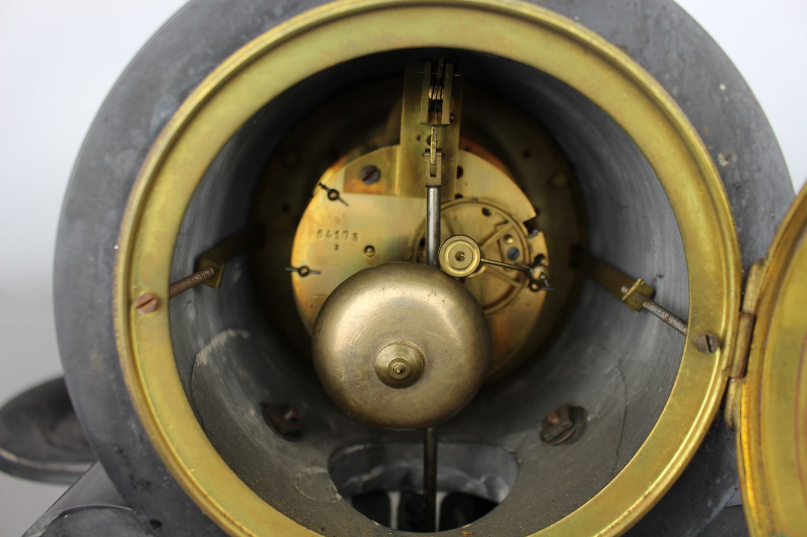 Mid-19th Century French Japy Frères Black Marble Clock Garniture Set - 9