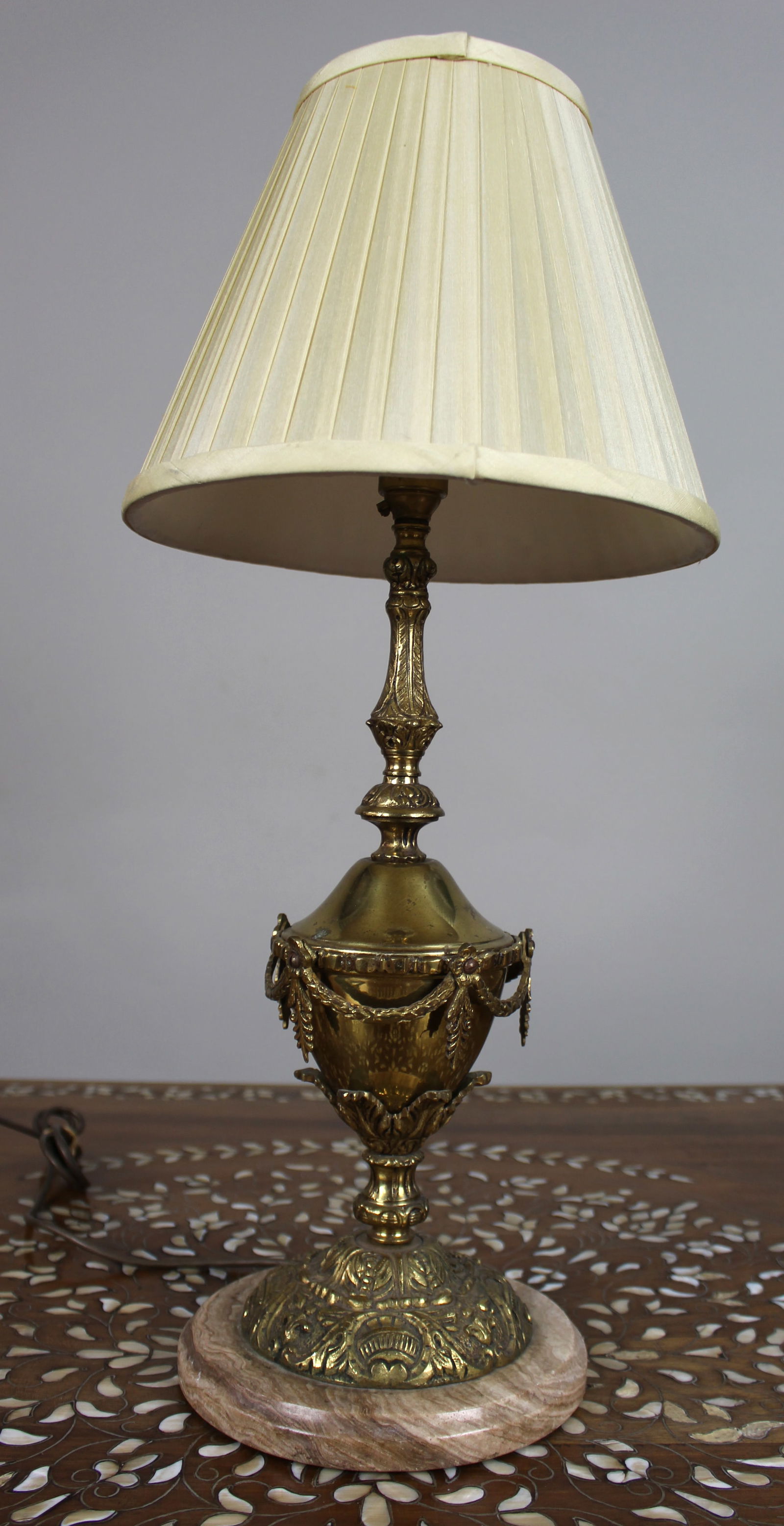 Vintage Neoclassical Style Gilt Metal and Marble Table Lamp (1 of 6)