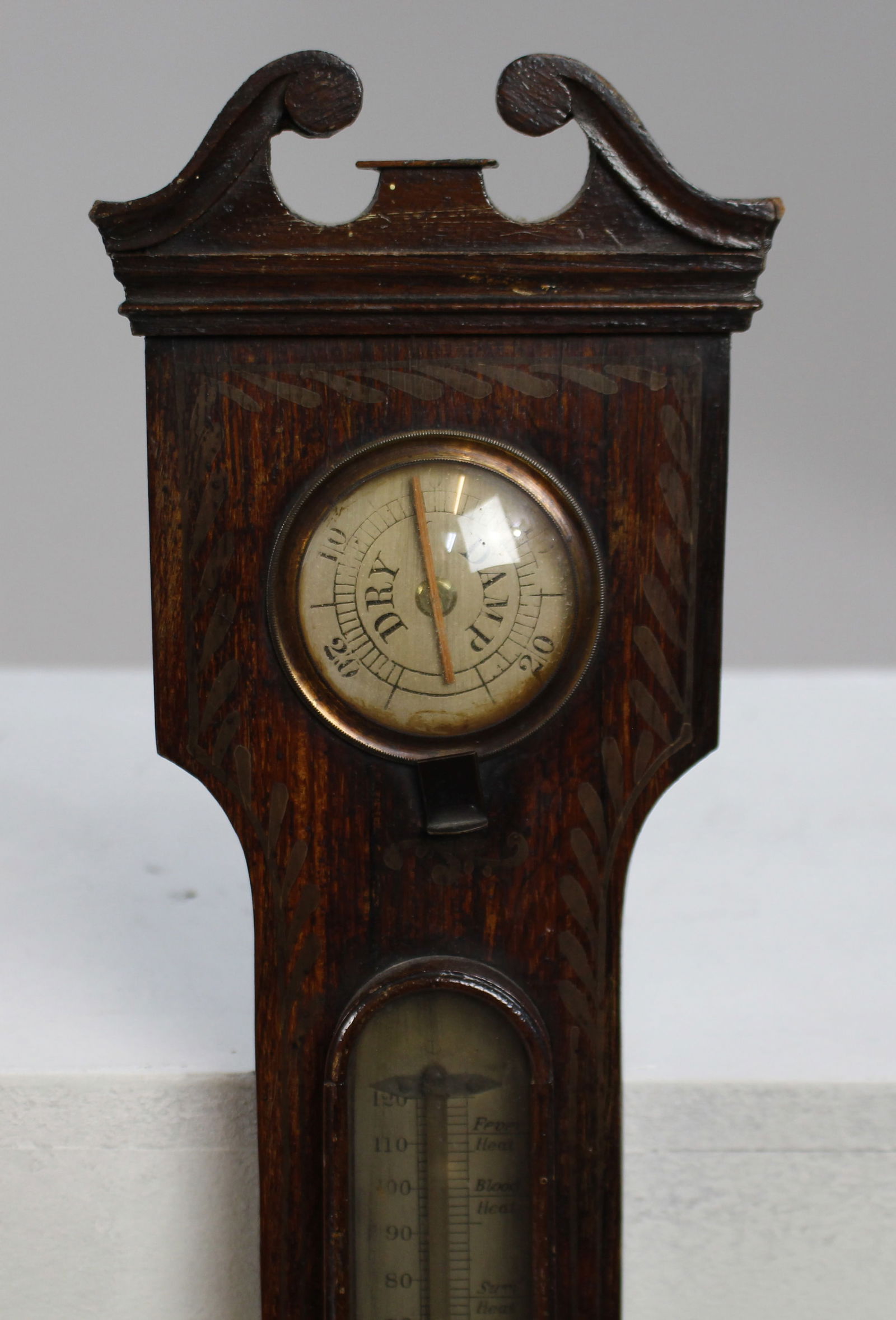 Regency English Brass Inlaid Aneroid Barometer - 2