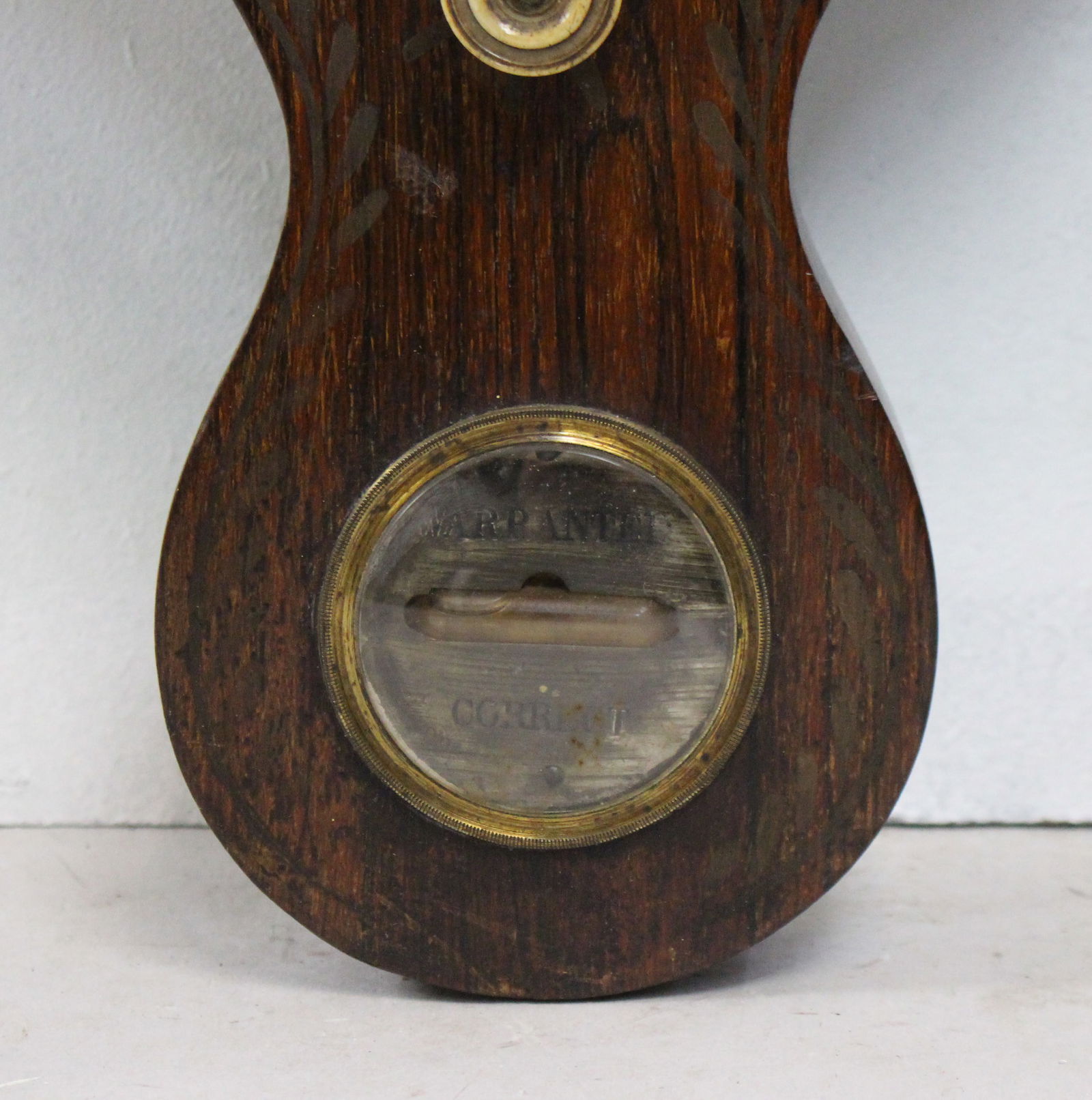 Regency English Brass Inlaid Aneroid Barometer - 5