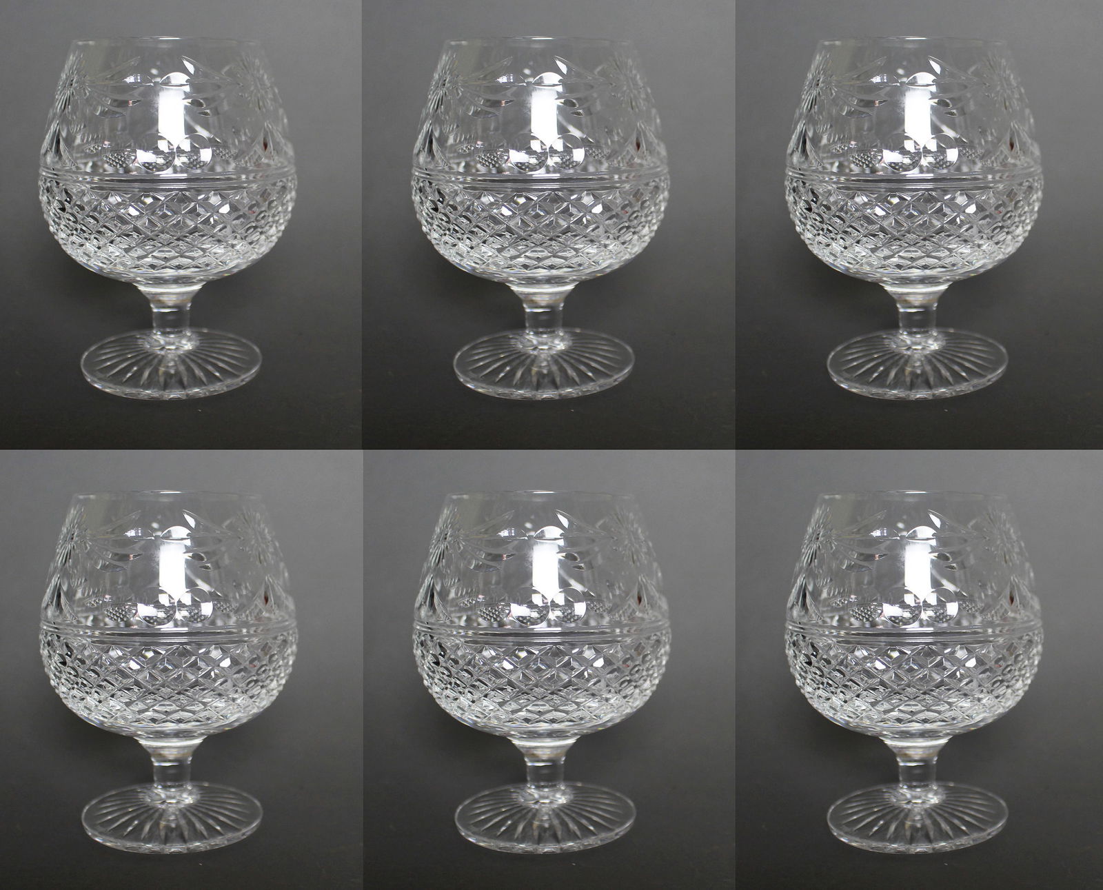 Set of 6 Stuart Beaconsfield Cut Brandy Glasses: Title: Set of 6 Stuart Beaconsfield Cut Brandy Glasses Description: Set of 6 Stuart "Beaconsfield" Cut Crystal Brandy Glasses Beautiful set of 6 Stuart crystal brandy glasses. Hand