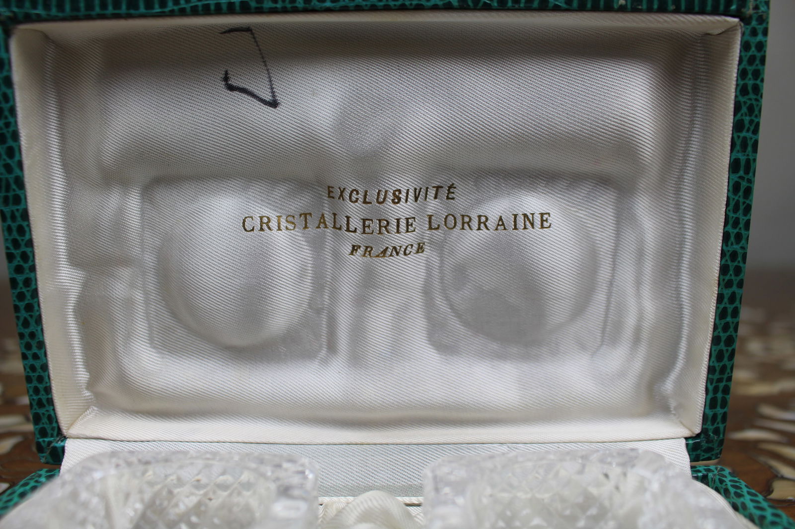 Cased Vintage French Cut Crystal Open Salts by Cristallerie Lorraine - 2