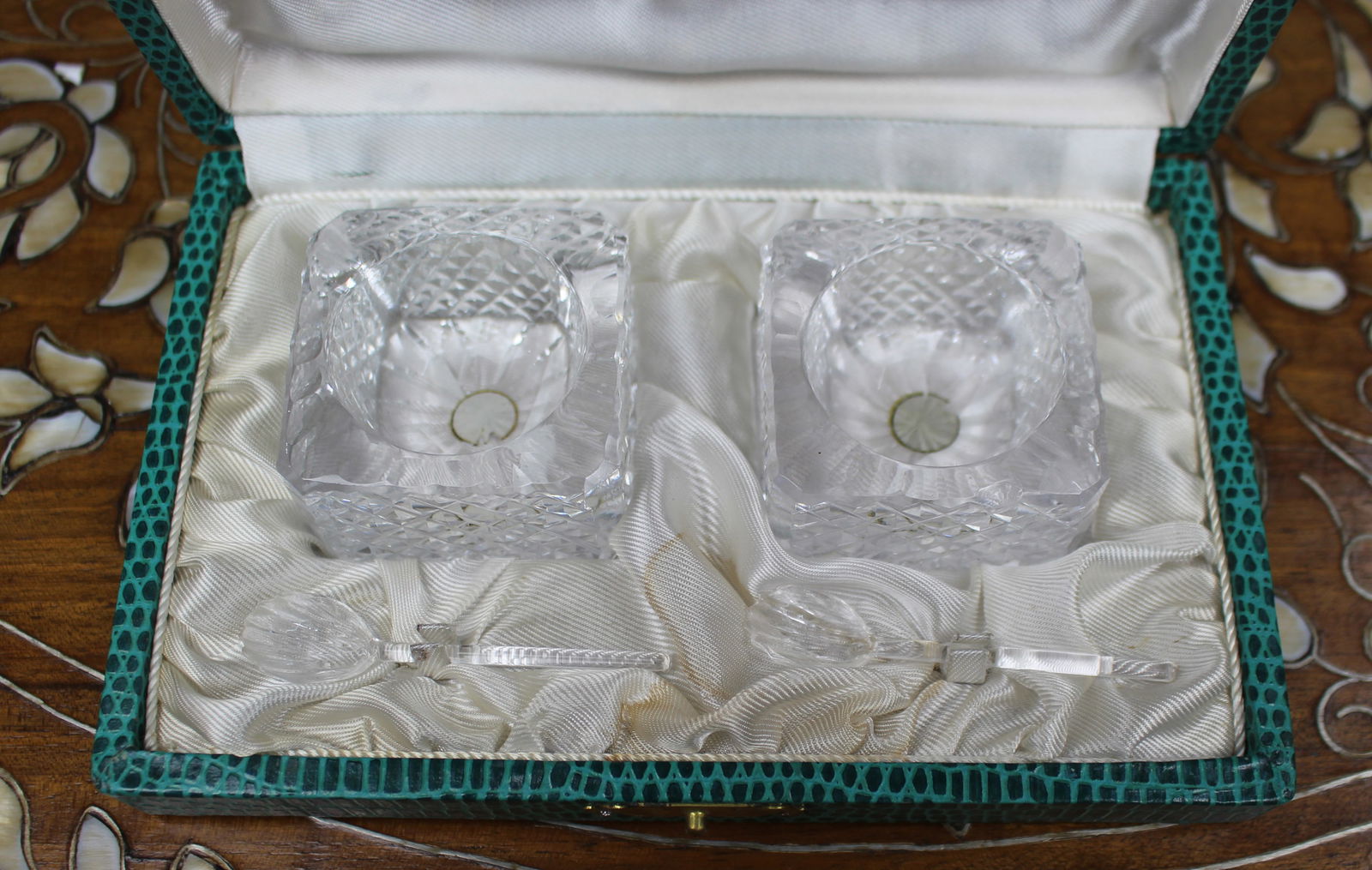 Cased Vintage French Cut Crystal Open Salts by Cristallerie Lorraine - 3