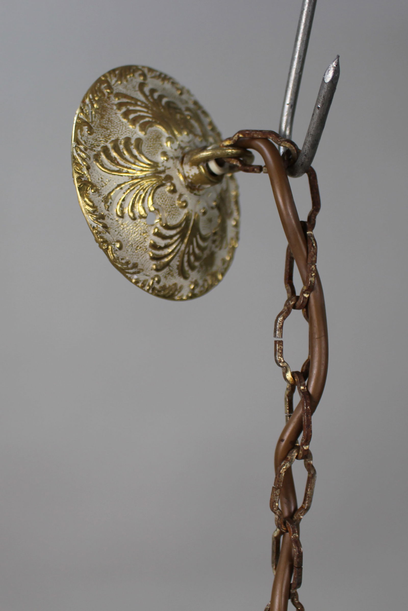 Elegant Vintage Crystal & Brass Chandelier - 4