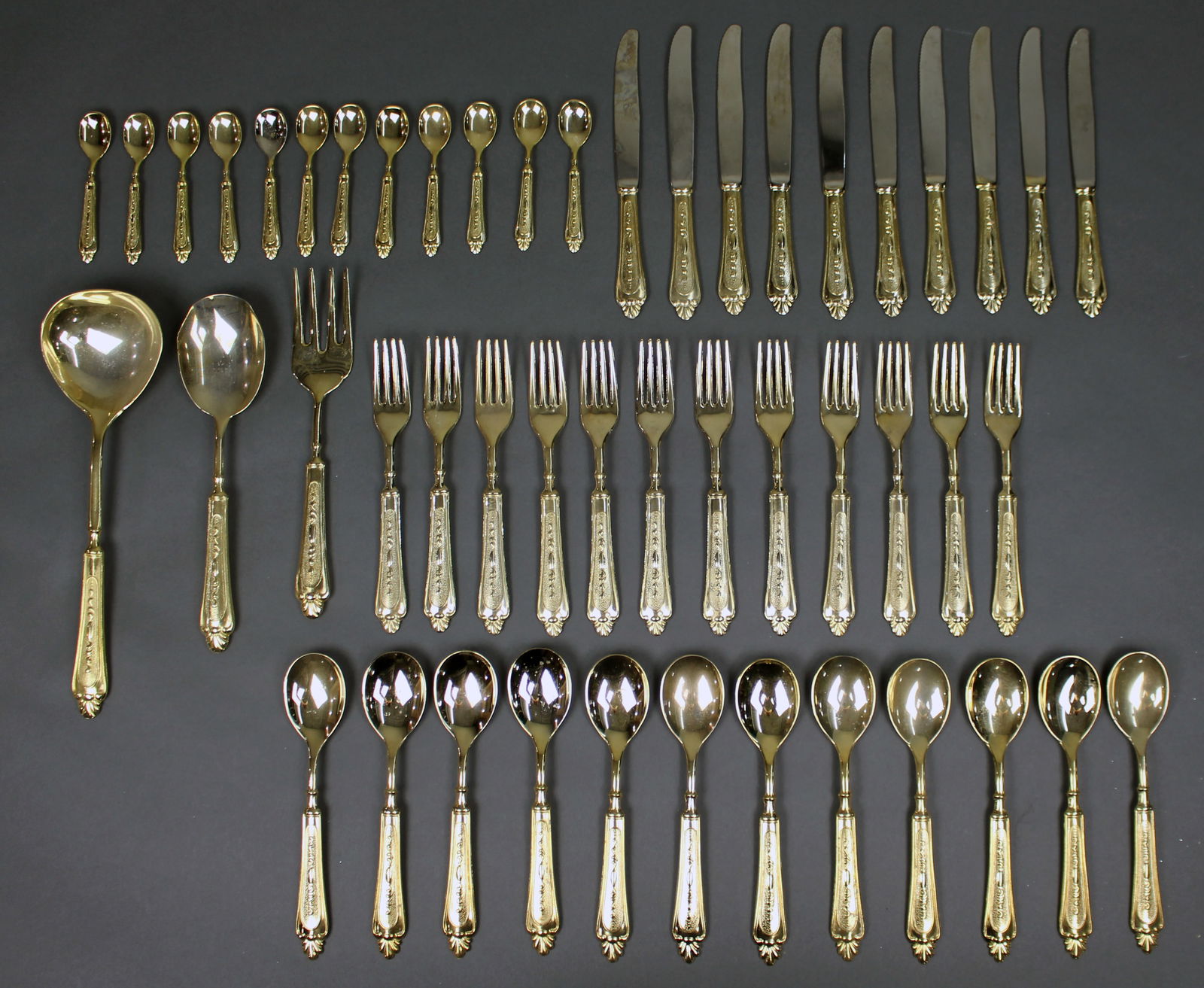 Collection of Italian Gold Plated Cutlery: Title: Collection of Italian Gold Plated Cutlery Description: Collection of Italian Gold Plated Cutlery Collection of vintage Italian gold-plated cutlery. Stamped LBL Plated – It