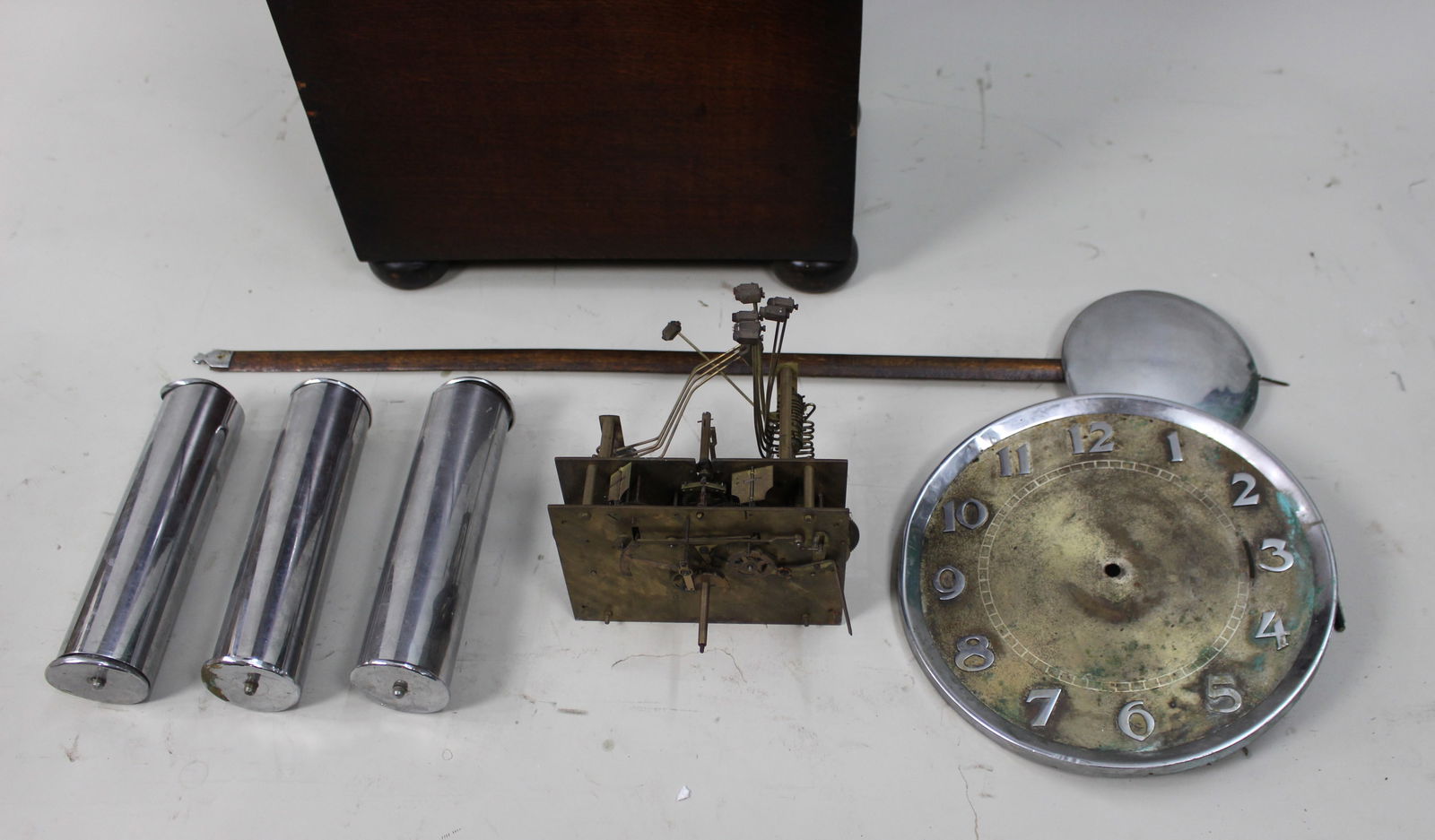 Art Deco Longcase Clock – For Restoration – Chrome Dial & Triple Weight Movement - 7