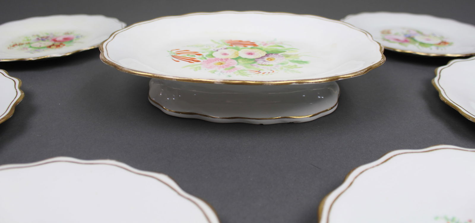 7 Piece Hand Decorated Floral Dessert Set - 4