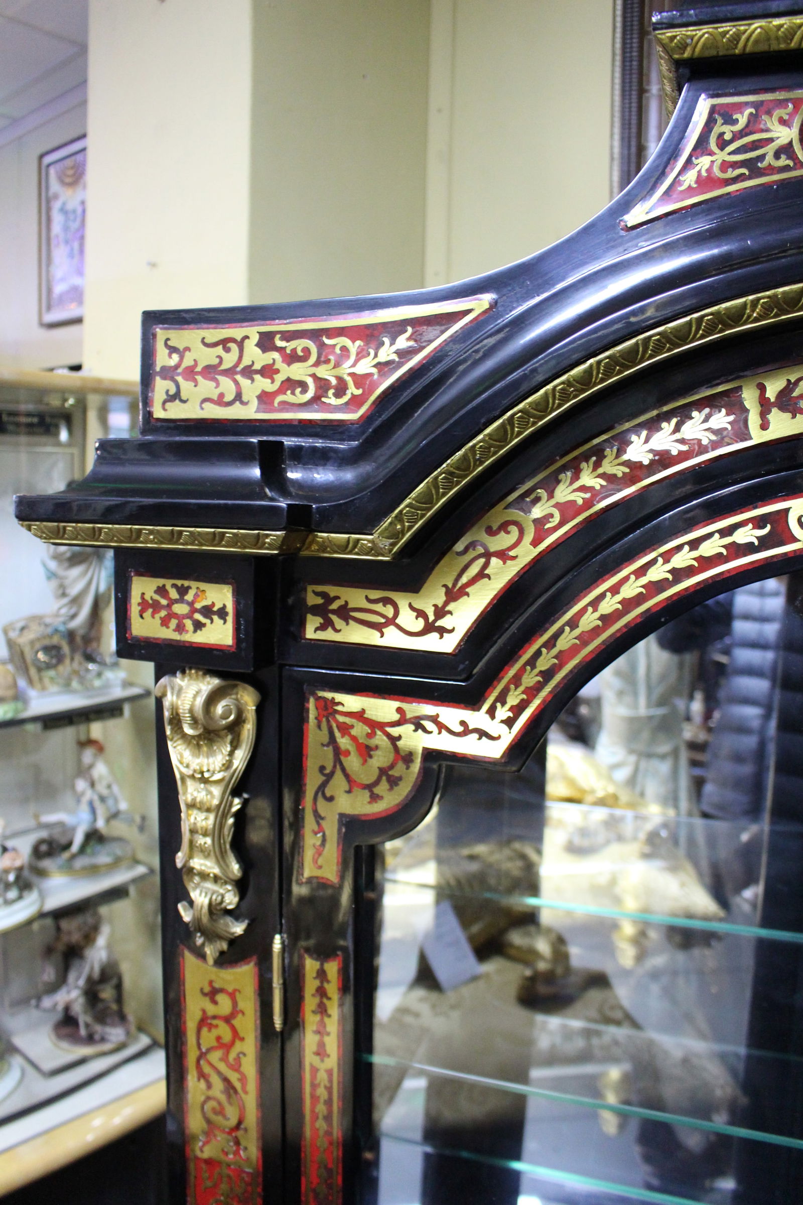 Impressive Boulle Style Glazed Display Cabinet Vitrine - 11