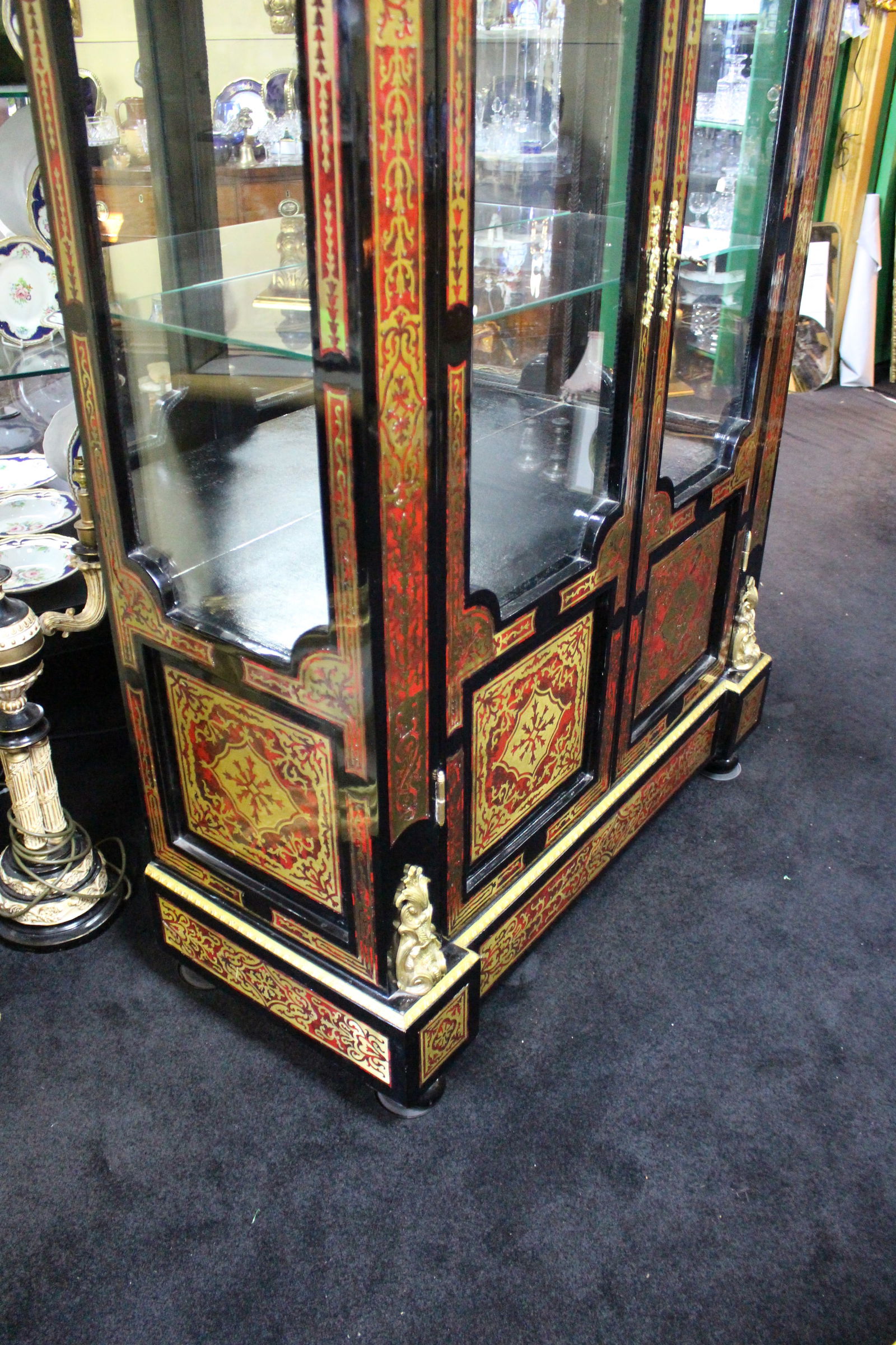 Impressive Boulle Style Glazed Display Cabinet Vitrine - 12