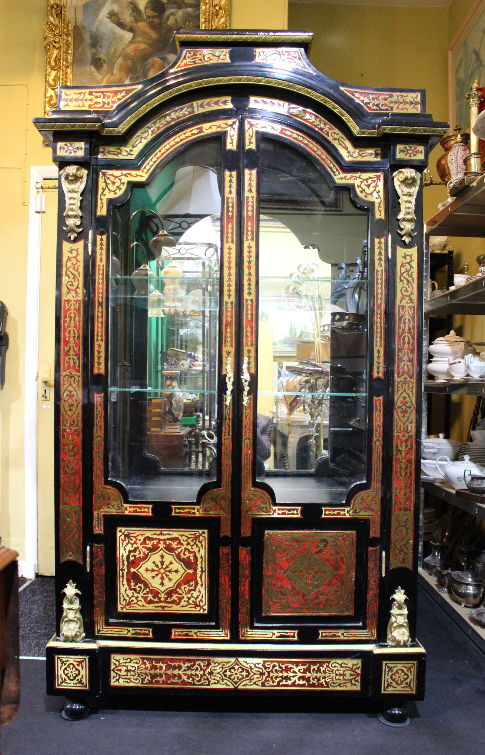 Impressive Boulle Style Glazed Display Cabinet Vitrine - 15