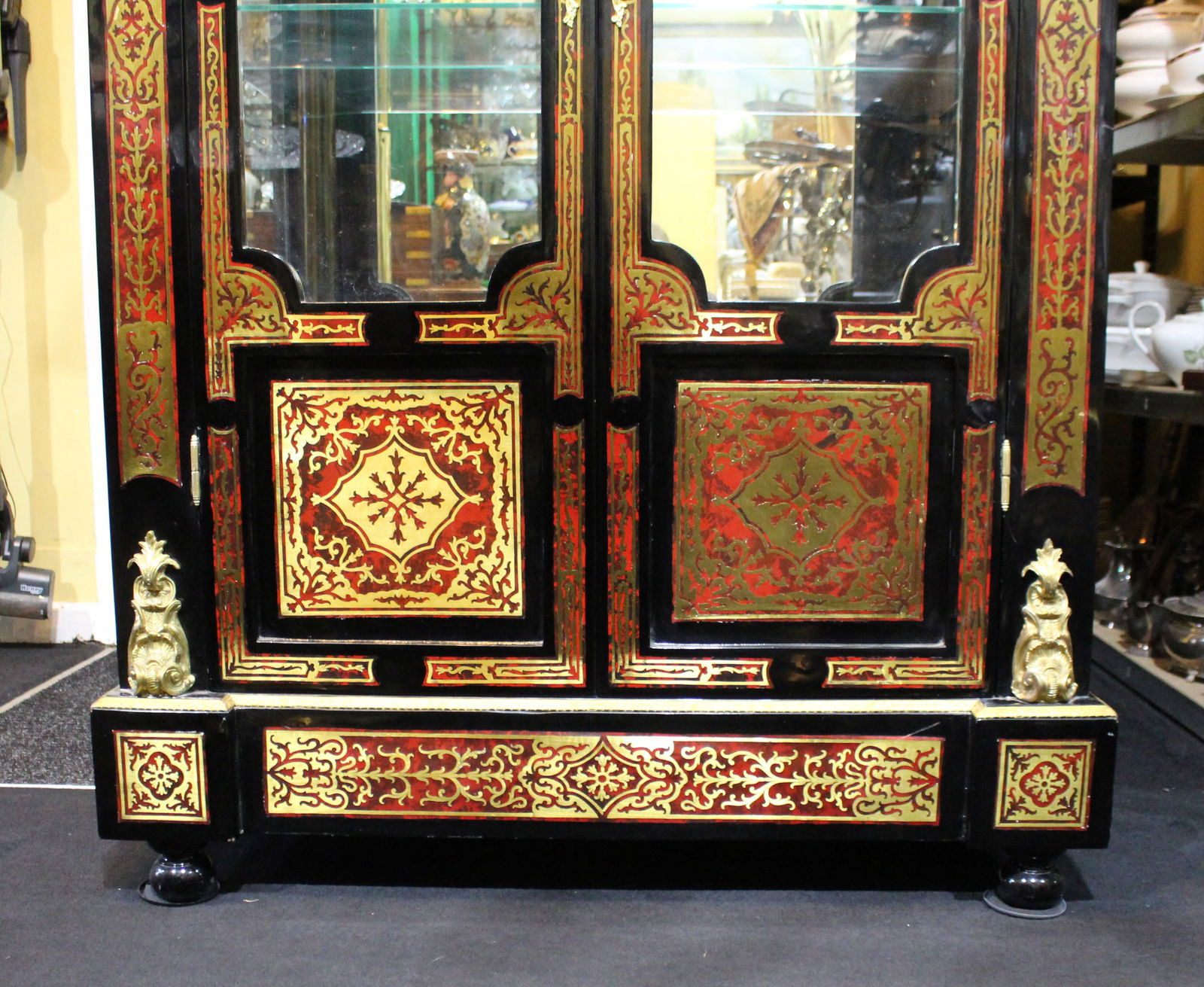 Impressive Boulle Style Glazed Display Cabinet Vitrine - 16